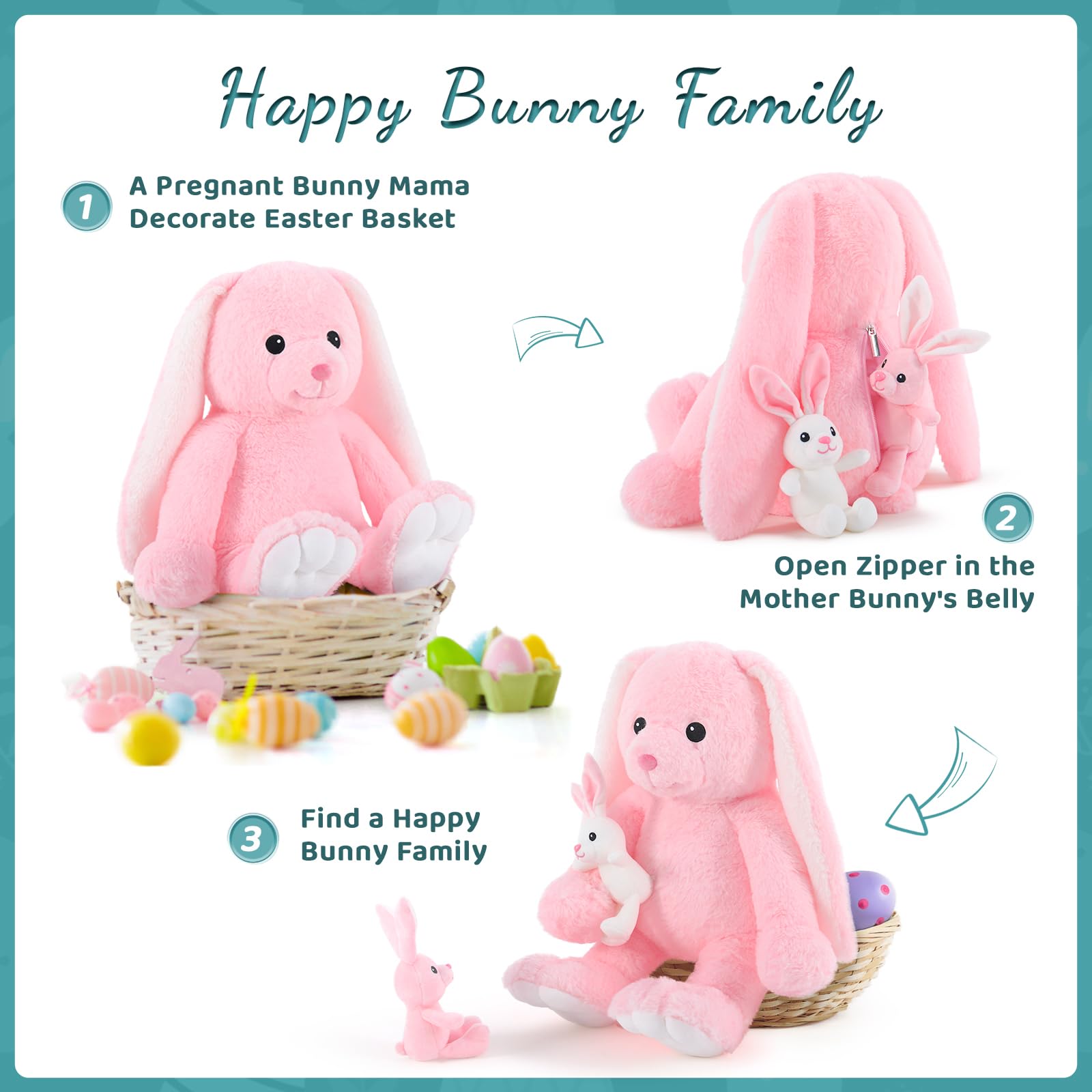 Foto 5 pulgar | Momia De Peluche Con Forma De Conejito Maogolan Con 2 Conejitos Bebés - Venta Internacional.