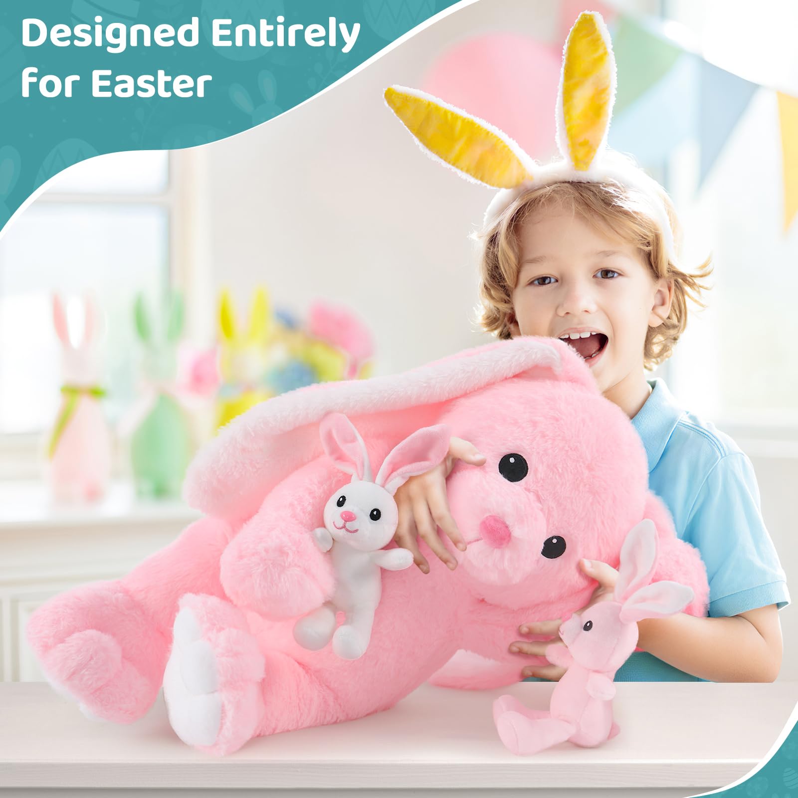 Foto 5 | Momia De Peluche Con Forma De Conejito Maogolan Con 2 Conejitos Bebés - Venta Internacional.