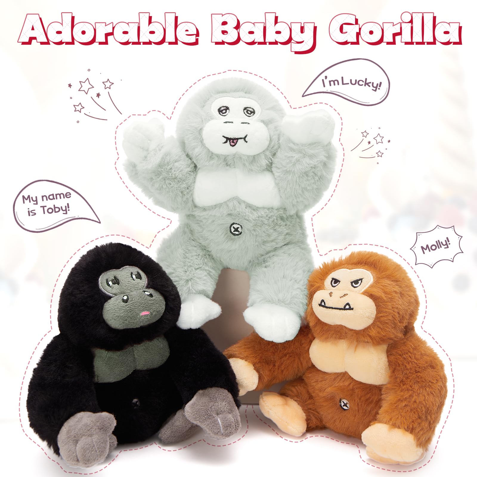 Foto 4 | Animal De Peluche Mao Golan, Gorila Gigante, Con 3 Bebés, 50 Cm - Venta Internacional.