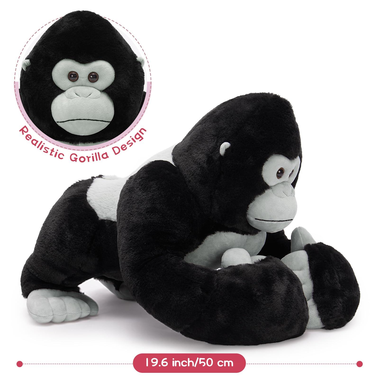 Foto 6 pulgar | Animal De Peluche Mao Golan, Gorila Gigante, Con 3 Bebés, 50 Cm - Venta Internacional.