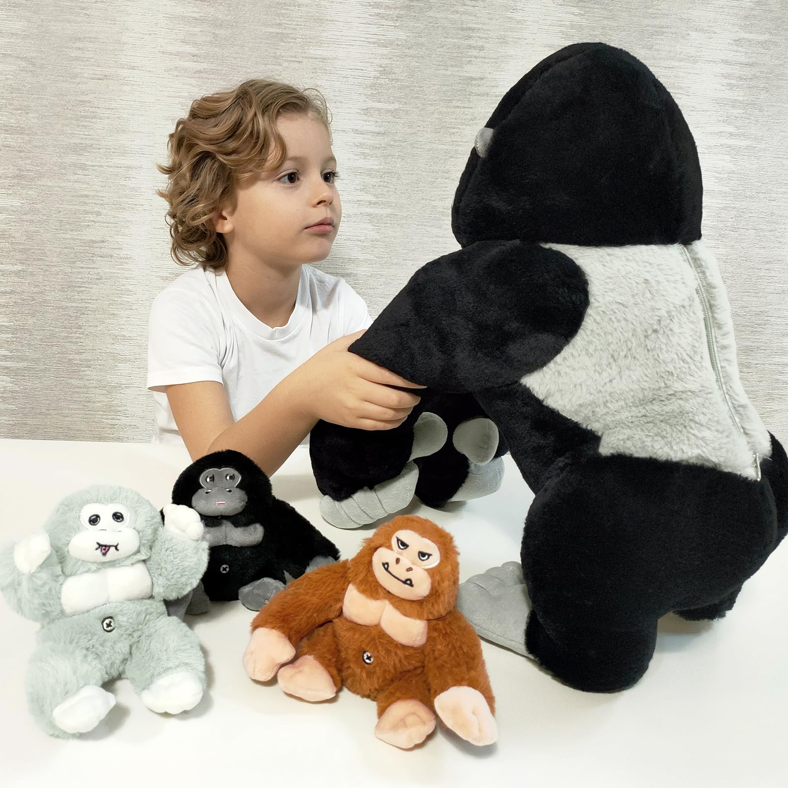 Foto 7 pulgar | Animal De Peluche Mao Golan, Gorila Gigante, Con 3 Bebés, 50 Cm - Venta Internacional.