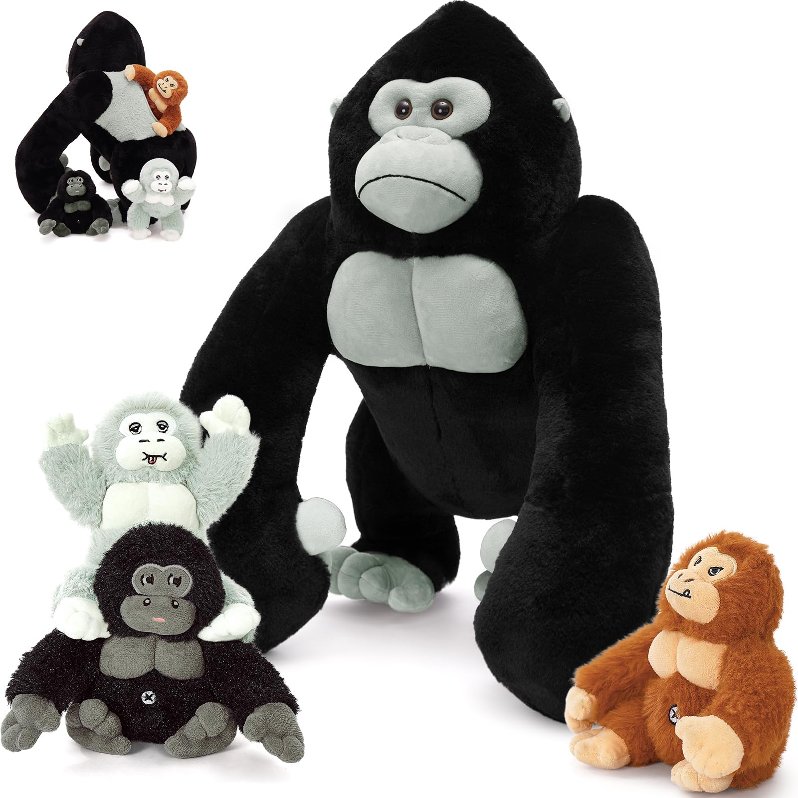 Foto 8 pulgar | Animal De Peluche Mao Golan, Gorila Gigante, Con 3 Bebés, 50 Cm - Venta Internacional.