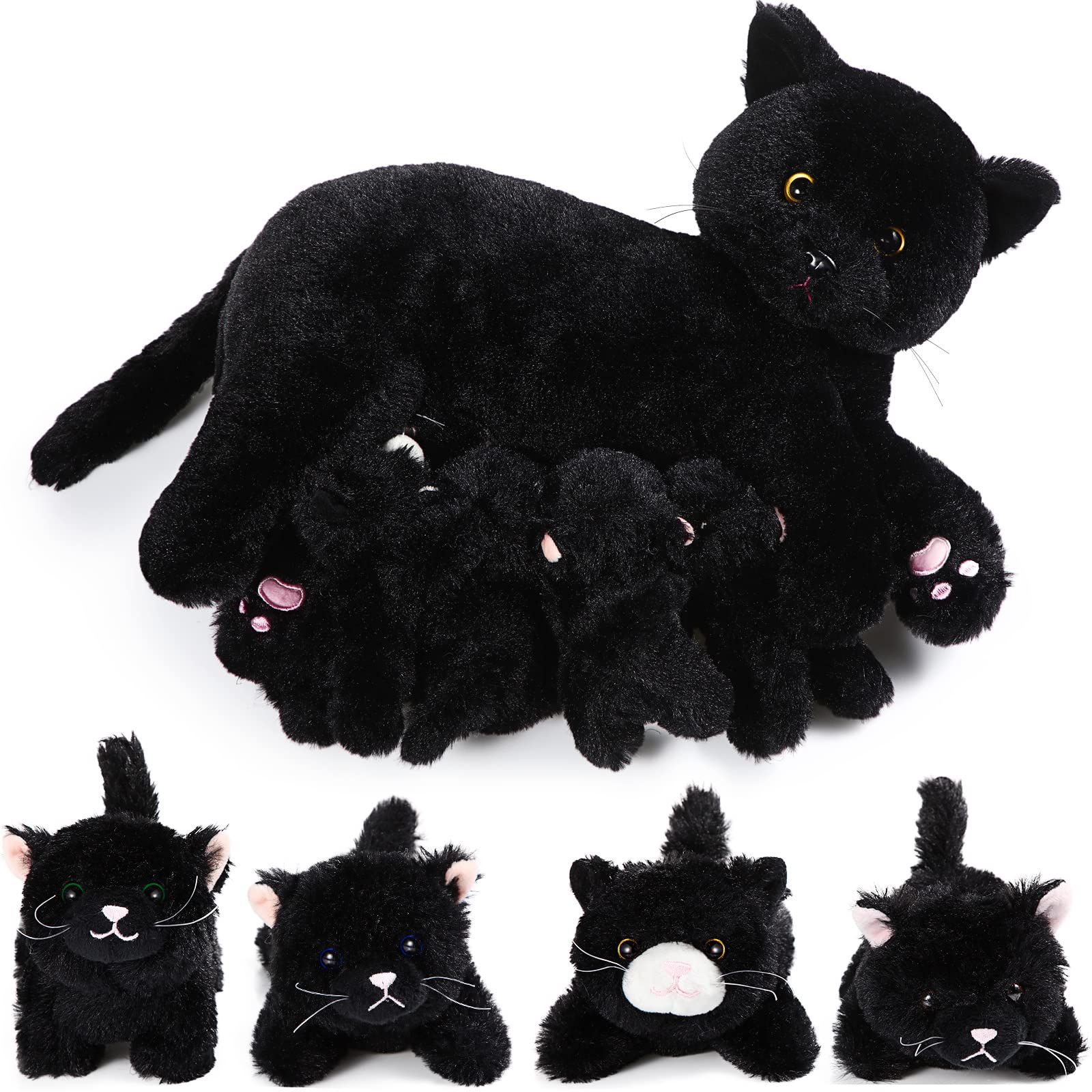 Foto 2 pulgar | Peluche Skylety, Gato Cariñoso Con 4 Gatitos De Peluche De 40 Cm - Venta Internacional.