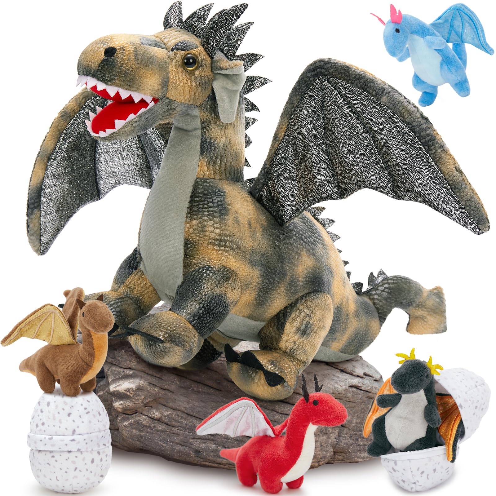 Peluche De Peluche Con Forma De Dragón Maogolan Para Niños Con 4 Bebés - Venta Internacional.