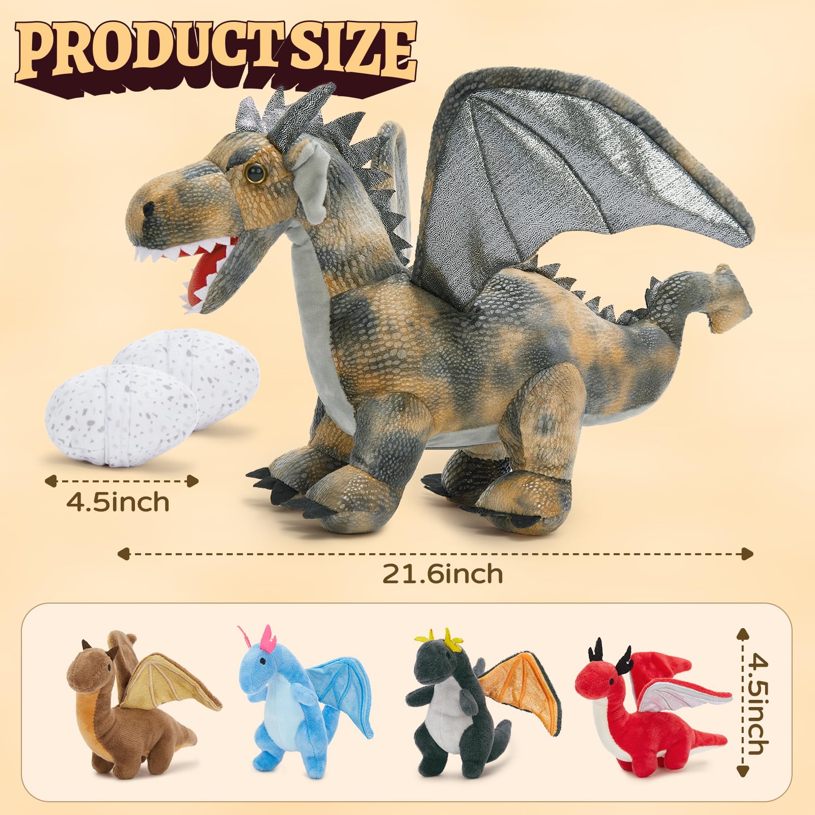 Foto 5 pulgar | Peluche De Peluche Con Forma De Dragón Maogolan Para Niños Con 4 Bebés - Venta Internacional.