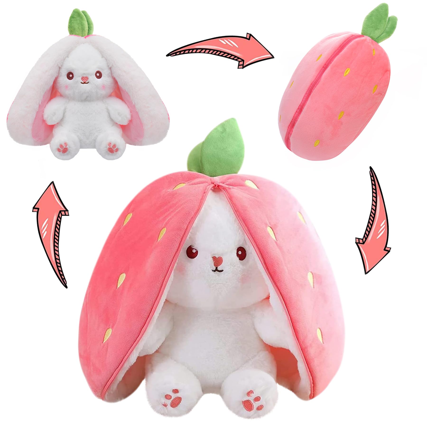 Conejo De Pascua Miaodam De Peluche, 35 Cm, Con Fruta Y Almohada - Venta Internacional.