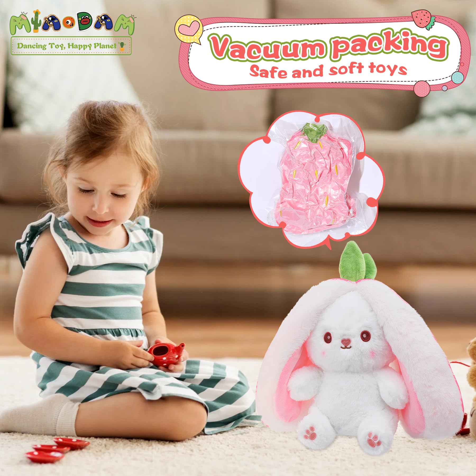 Foto 5 pulgar | Conejo De Pascua Miaodam De Peluche, 35 Cm, Con Fruta Y Almohada - Venta Internacional.