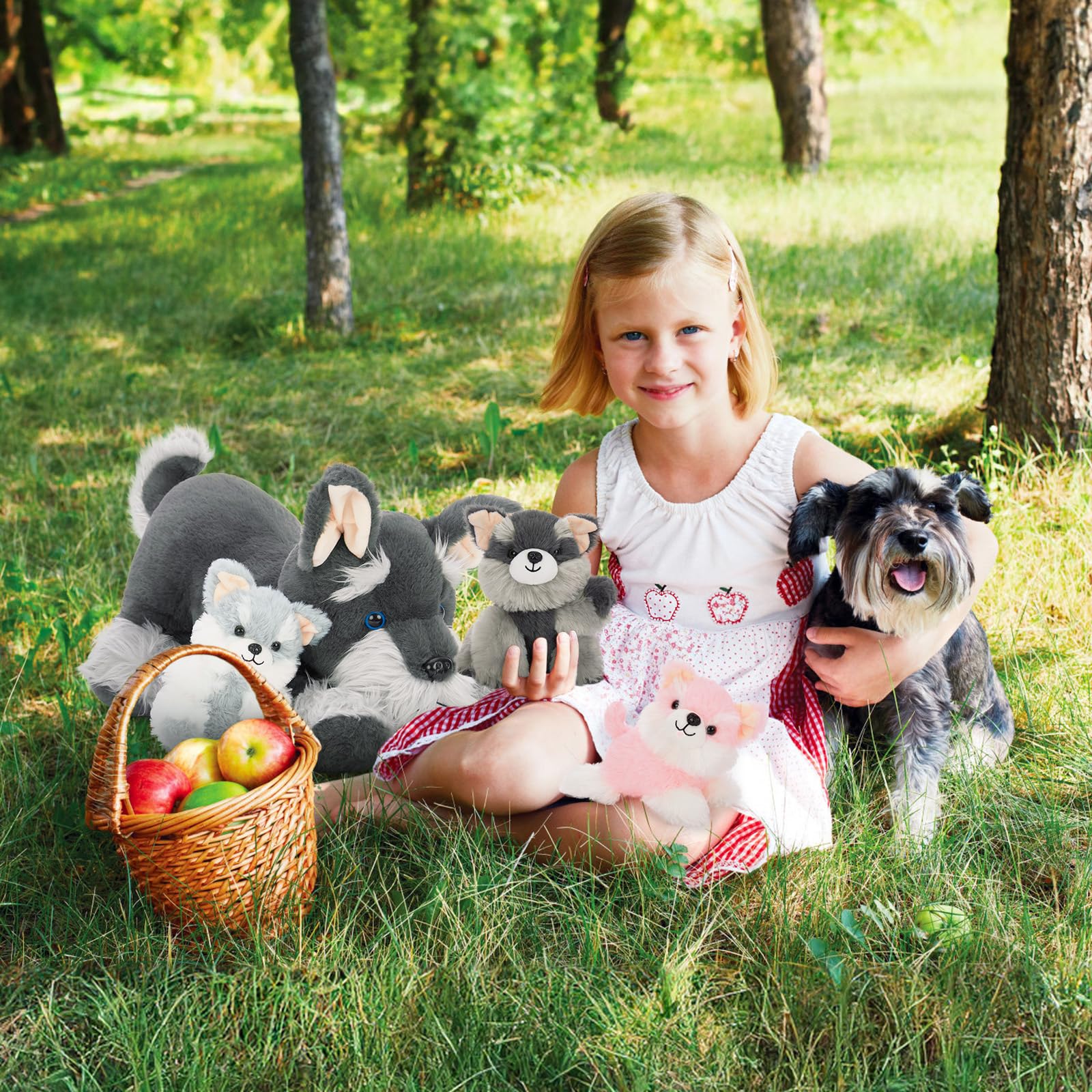 Foto 7 pulgar | Peluche Morismos Perro Schnauzer De Peluche Con Bebés De 50 Cm - Venta Internacional.