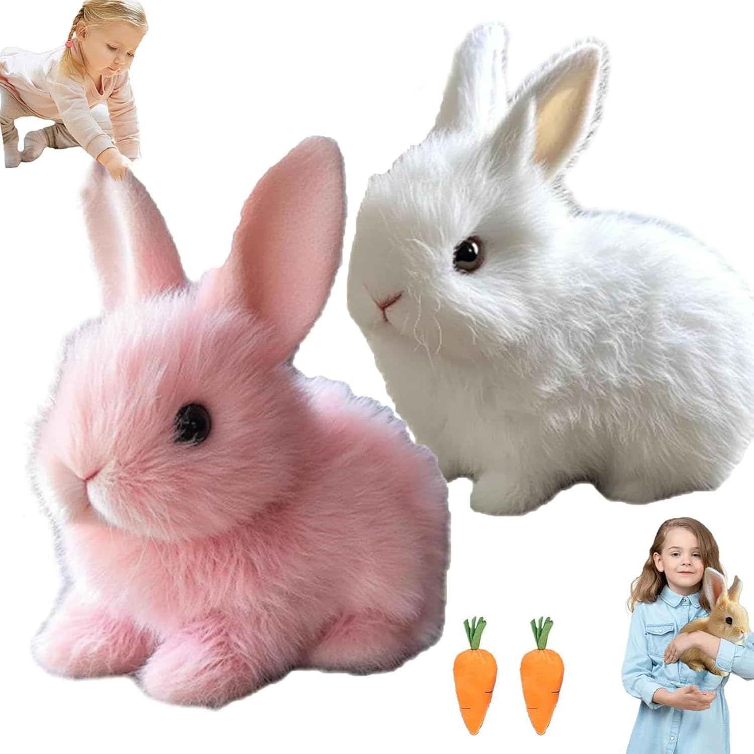 Saltos Interactivos Toy Rabbit My Realistic Rabbit, Blanco+rosa - Venta Internacional.