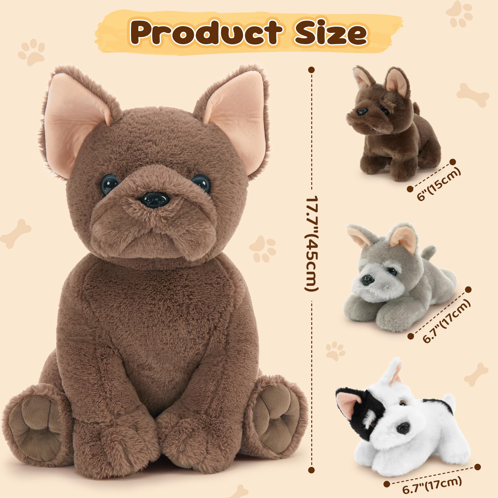 Foto 5 pulgar | Animal De Peluche Tezituor French Dog Con 3 Bebés De 45 Cm - Venta Internacional.