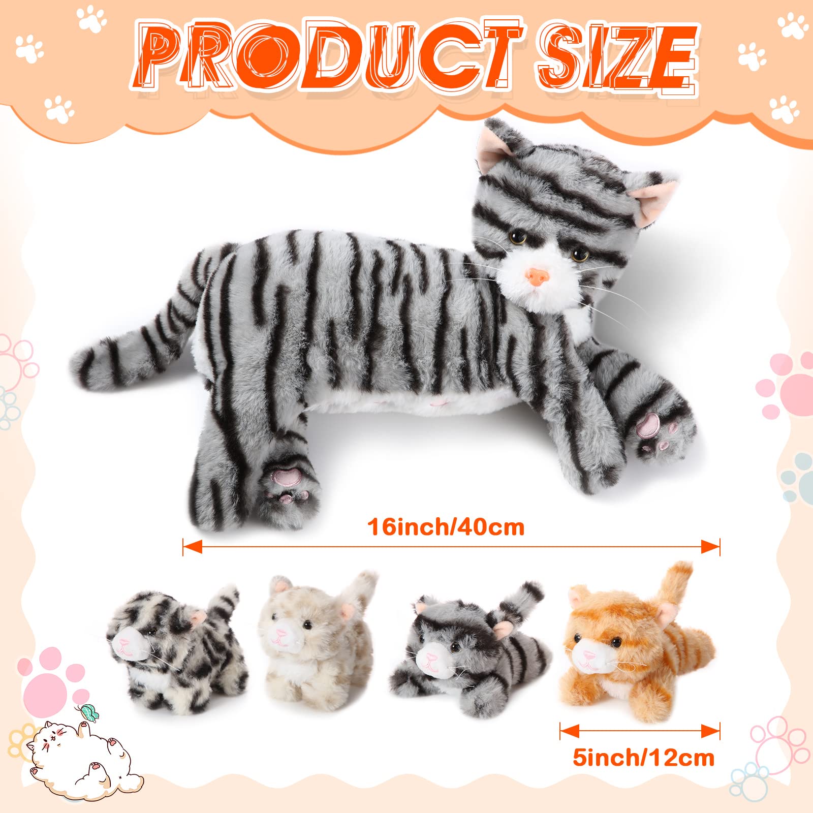 Foto 3 pulgar | Peluche Skylety, Gato Cariñoso Con 4 Gatitos De Peluche De 40 Cm - Venta Internacional.