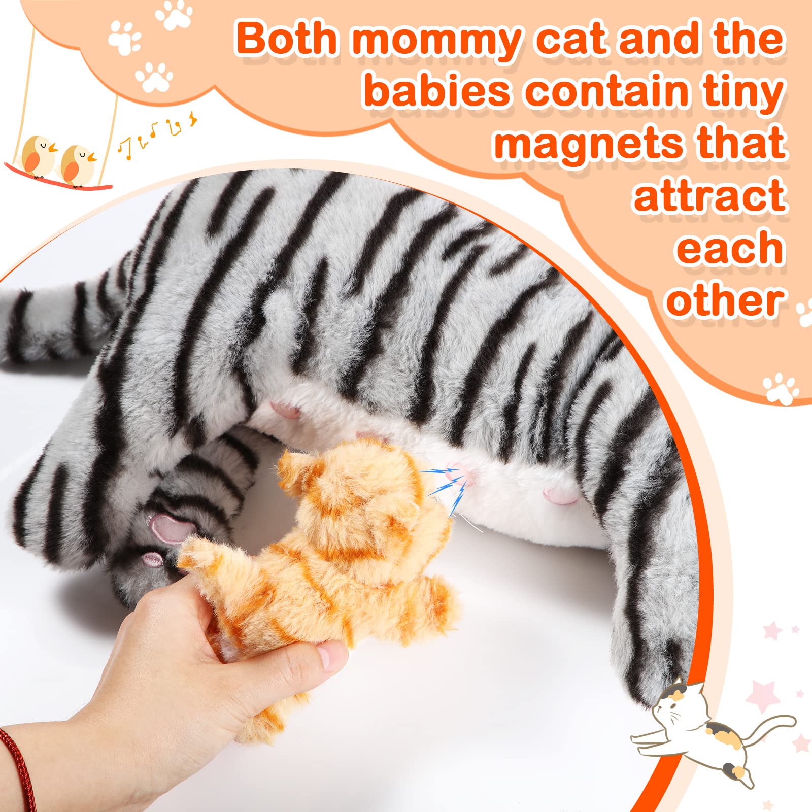 Foto 4 pulgar | Peluche Skylety, Gato Cariñoso Con 4 Gatitos De Peluche De 40 Cm - Venta Internacional.