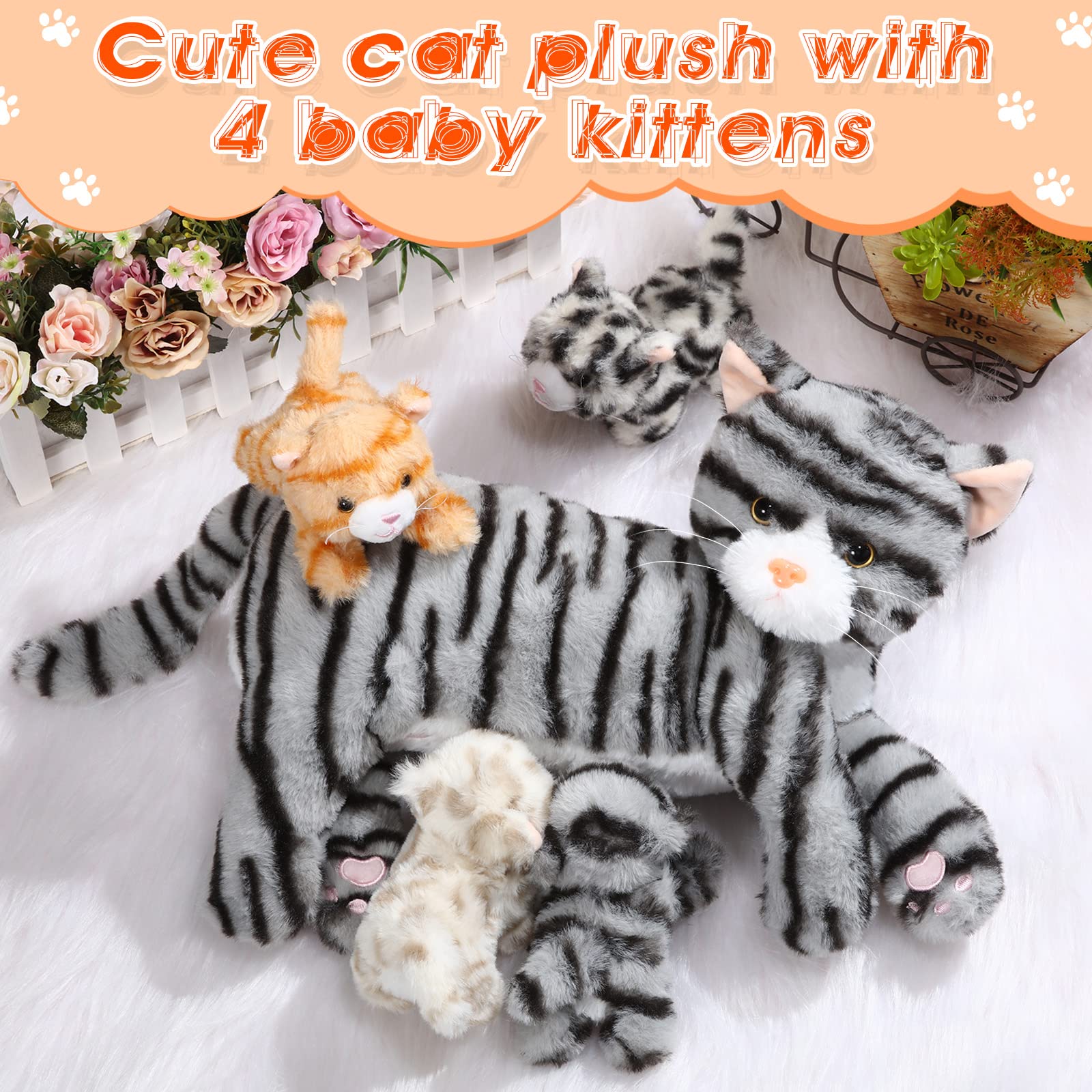 Foto 6 pulgar | Peluche Skylety, Gato Cariñoso Con 4 Gatitos De Peluche De 40 Cm - Venta Internacional.
