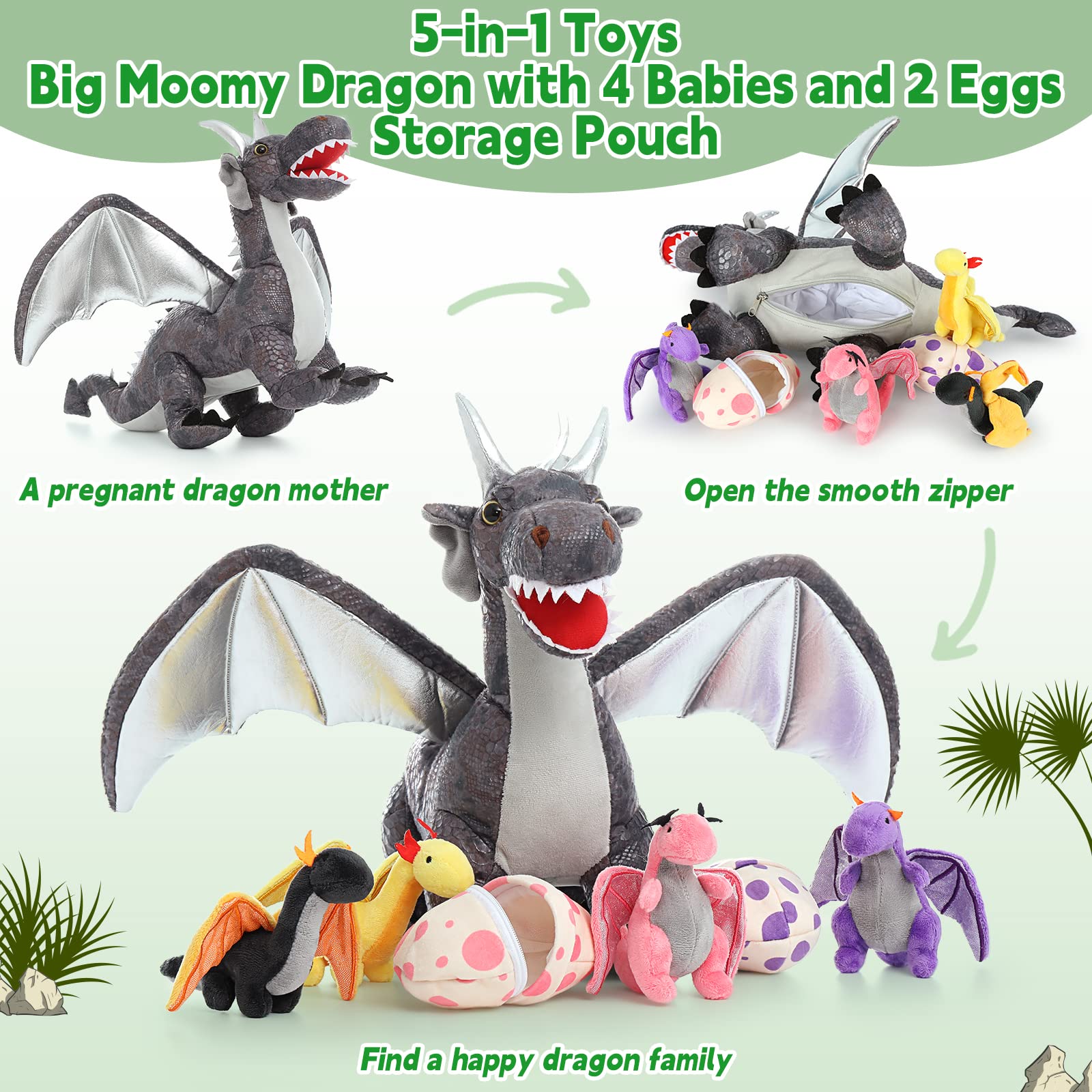 Foto 7 pulgar | Peluche De La Familia Maogolan Dragon Plush Family Con Bebés En Su Interior - Venta Internacional.
