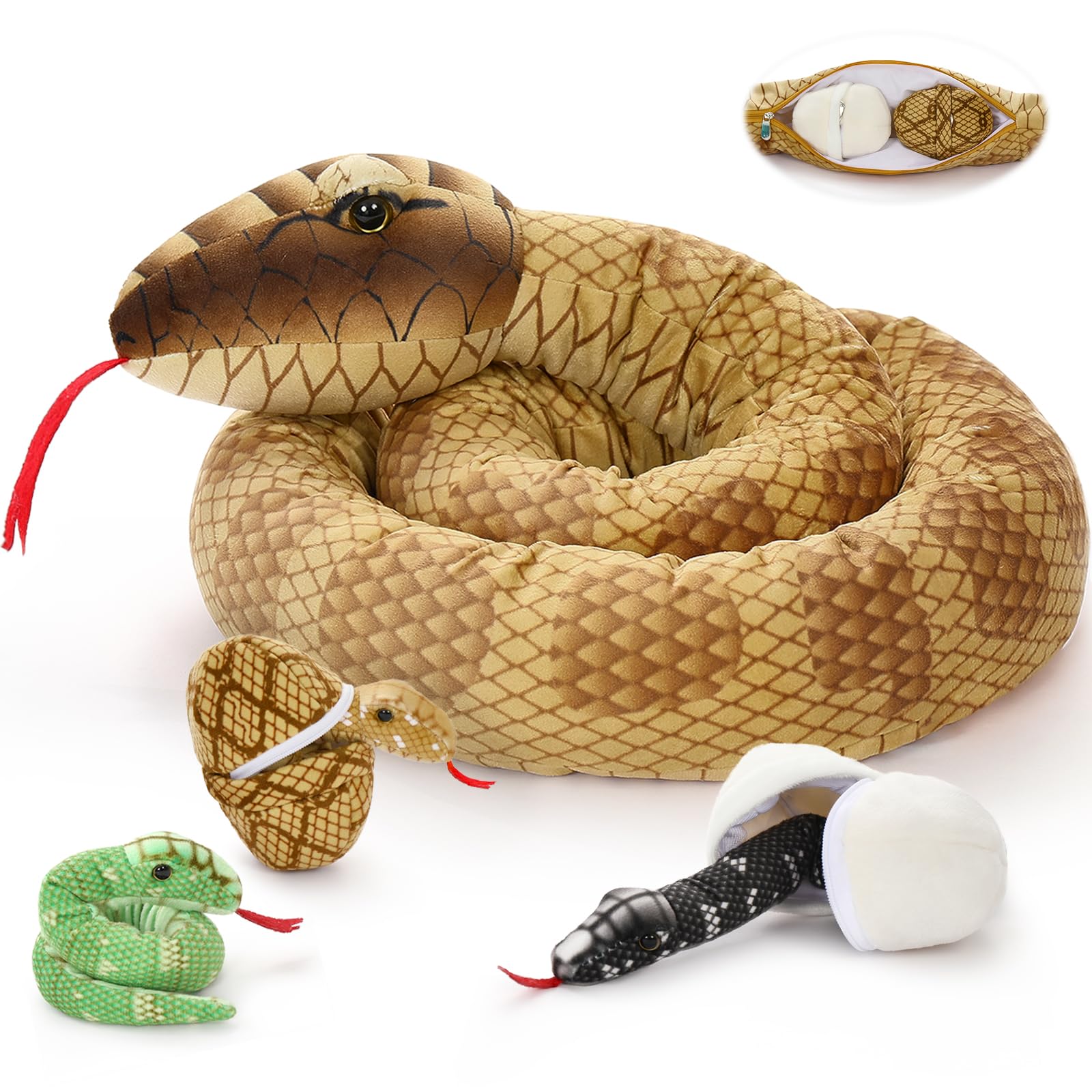 Peluche Tezituor Snake Boa Constrictor Con Bebés De 2 M - Venta Internacional.
