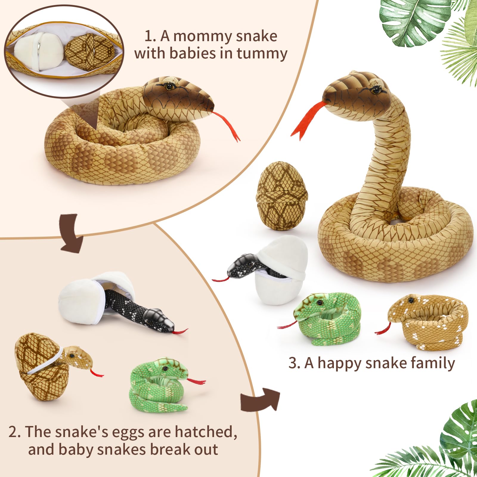 Foto 4 pulgar | Peluche Tezituor Snake Boa Constrictor Con Bebés De 2 M - Venta Internacional.