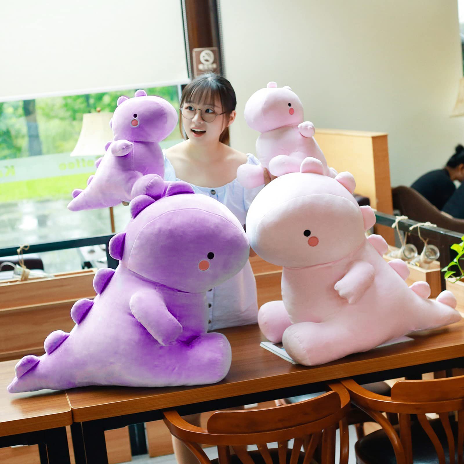 Foto 7 pulgar | Peluche Vhyhcy, Bonito Dinosaurio De Peluche, 50 Cm, Color Morado - Venta Internacional.