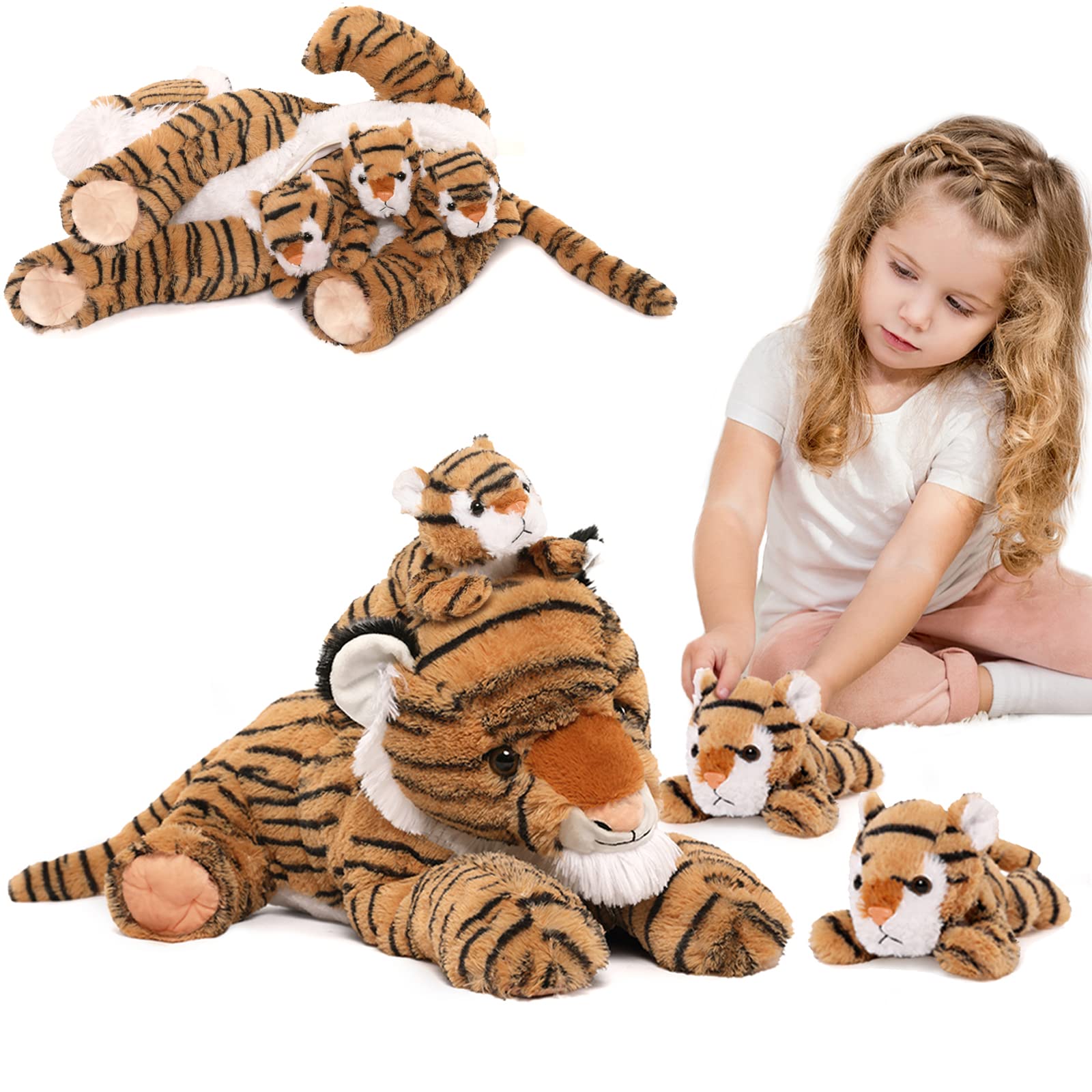 Set De Peluche Maogolan Tiger Con 3 Cachorros De Peluche De 50 Cm - Venta Internacional.