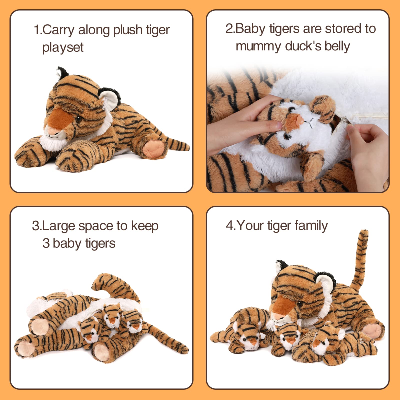 Foto 6 pulgar | Set De Peluche Maogolan Tiger Con 3 Cachorros De Peluche De 50 Cm - Venta Internacional.