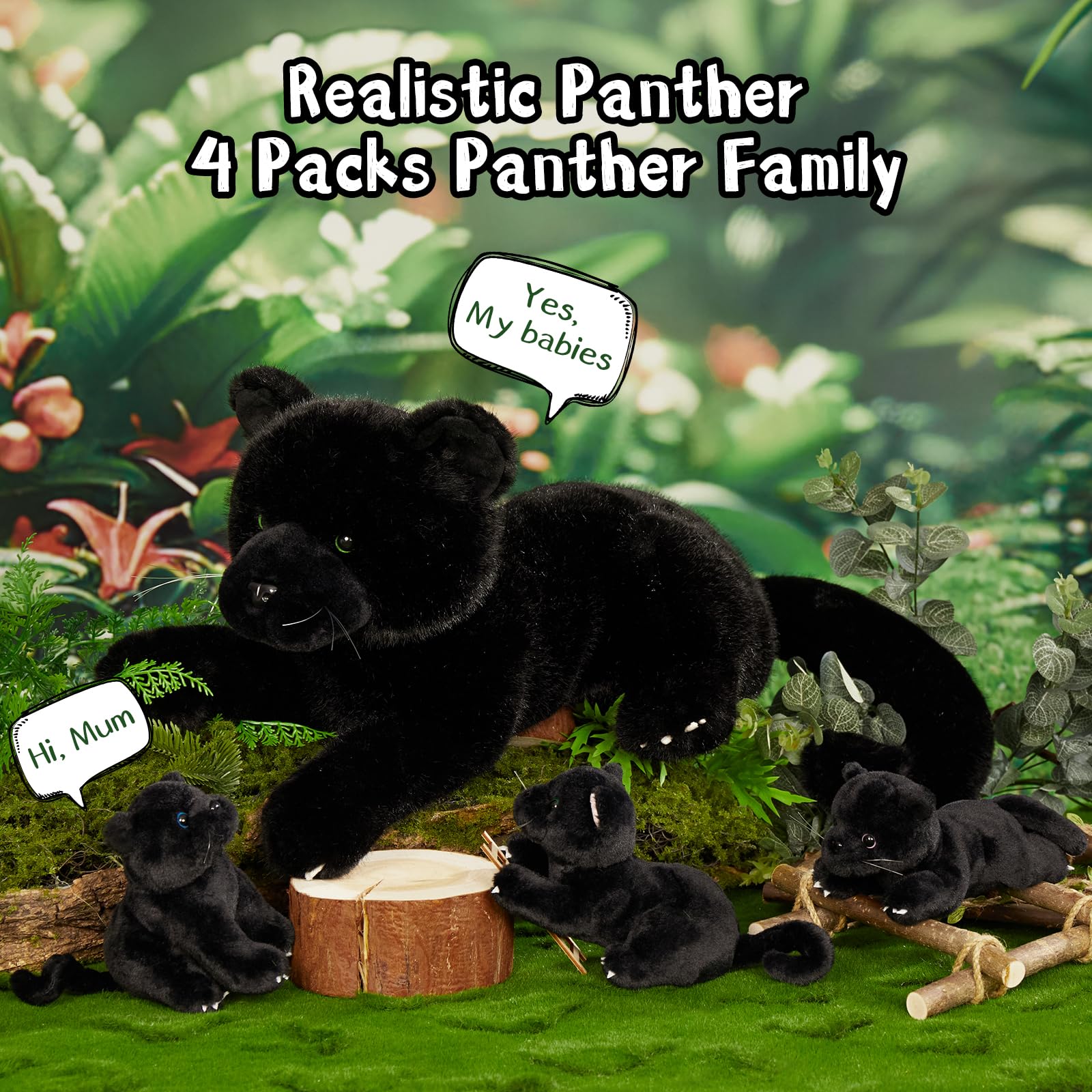Foto 3 pulgar | Pantera De Peluche Morismos De Peluche Negra Con Bebés De 45 Cm - Venta Internacional.