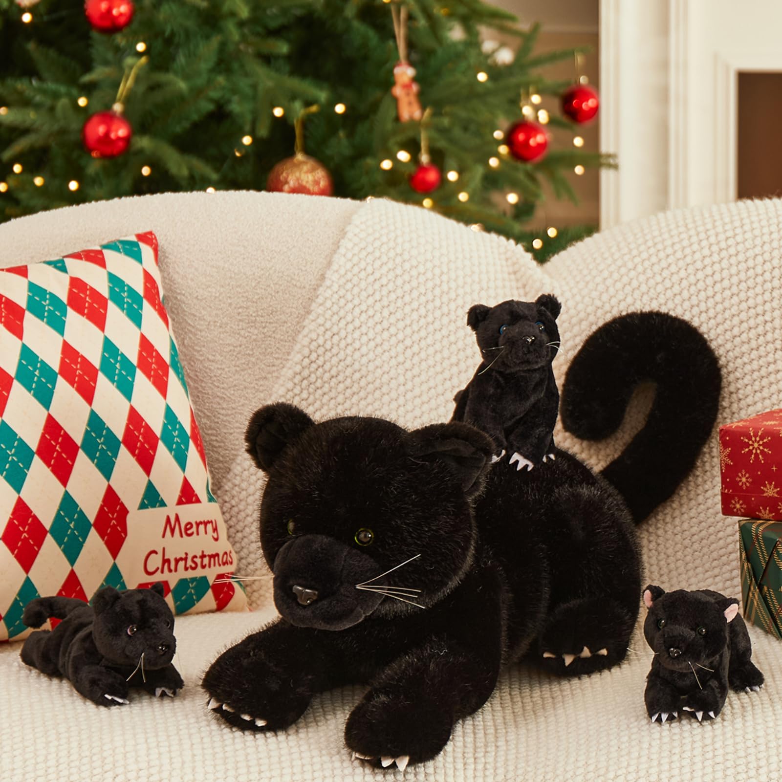Foto 5 pulgar | Pantera De Peluche Morismos De Peluche Negra Con Bebés De 45 Cm - Venta Internacional.