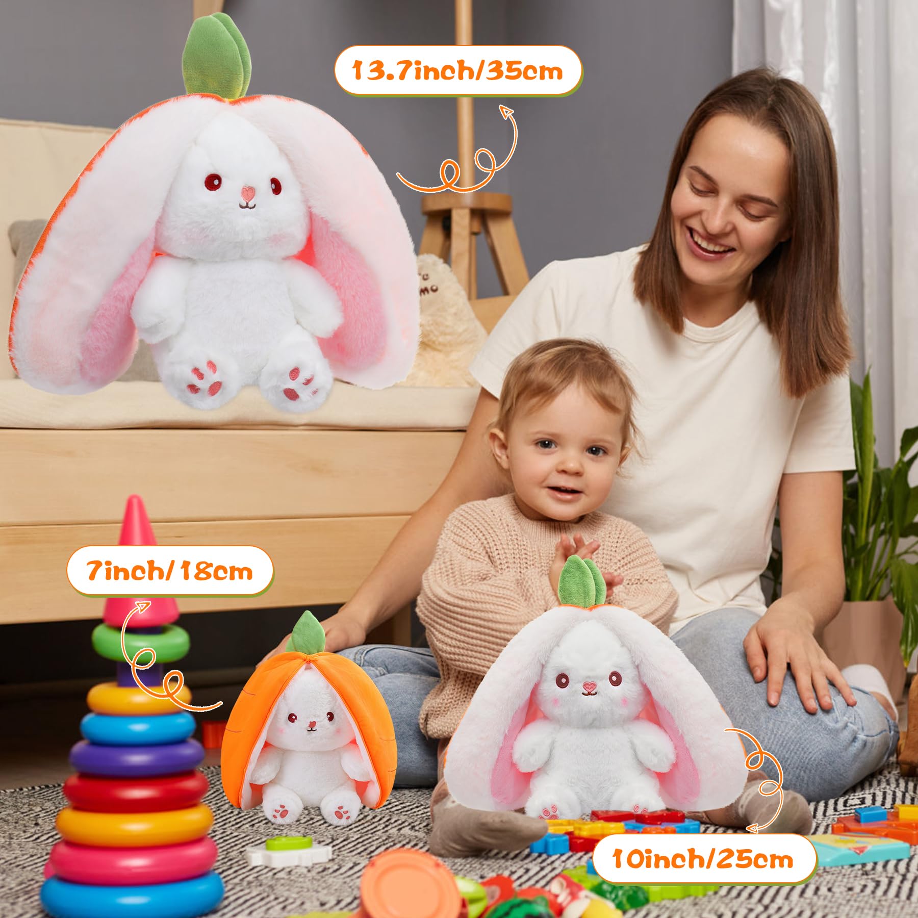 Foto 4 pulgar | Conejo De Pascua Miaodam De Peluche, 35 Cm, Con Fruta Y Almohada - Venta Internacional.