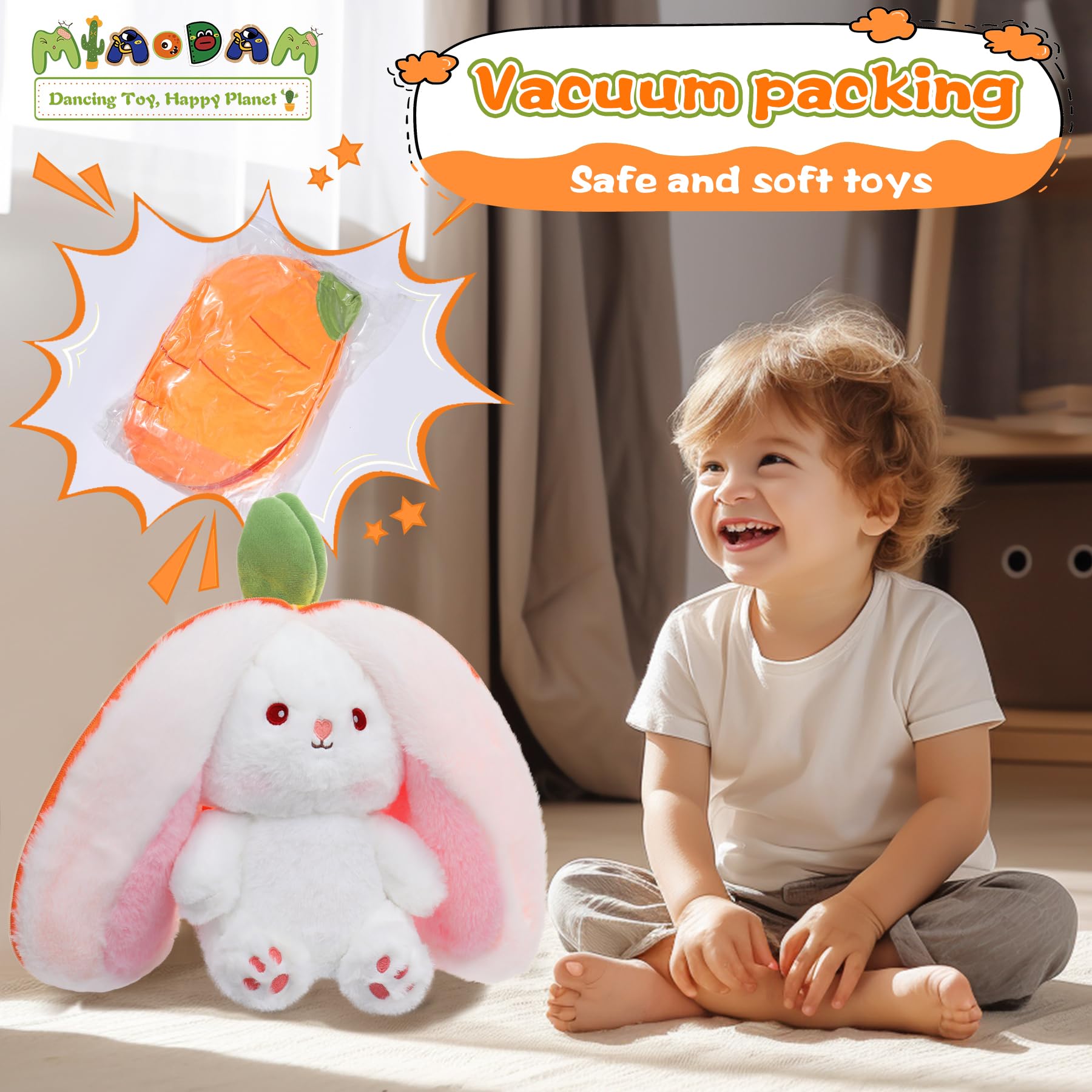 Foto 5 pulgar | Conejo De Pascua Miaodam De Peluche, 35 Cm, Con Fruta Y Almohada - Venta Internacional.