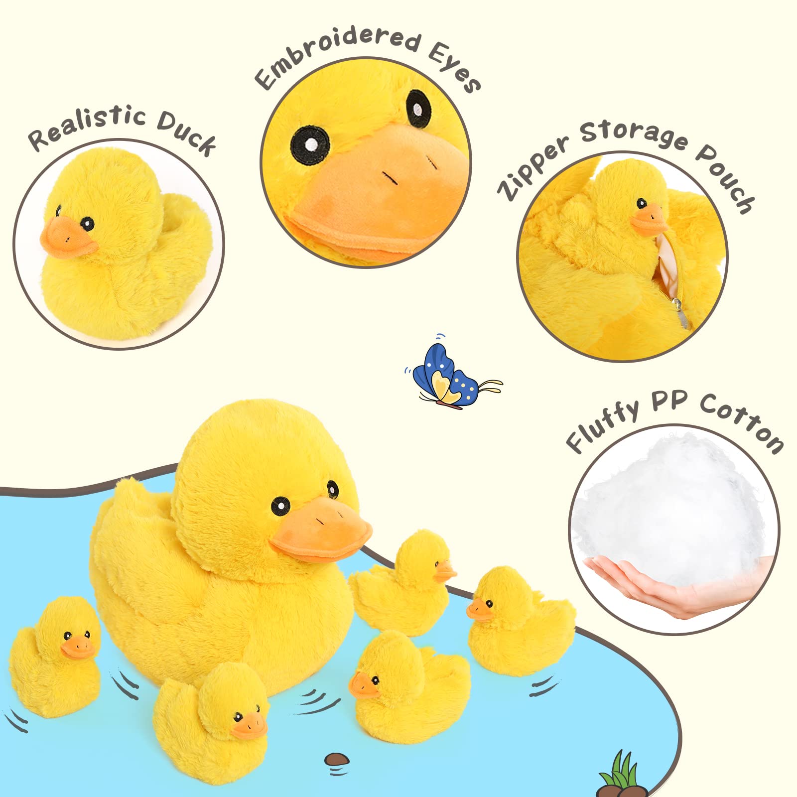 Foto 5 pulgar | Animal De Peluche Mao Golan Mami Con 5 Patitos De 40 Cm - Venta Internacional.