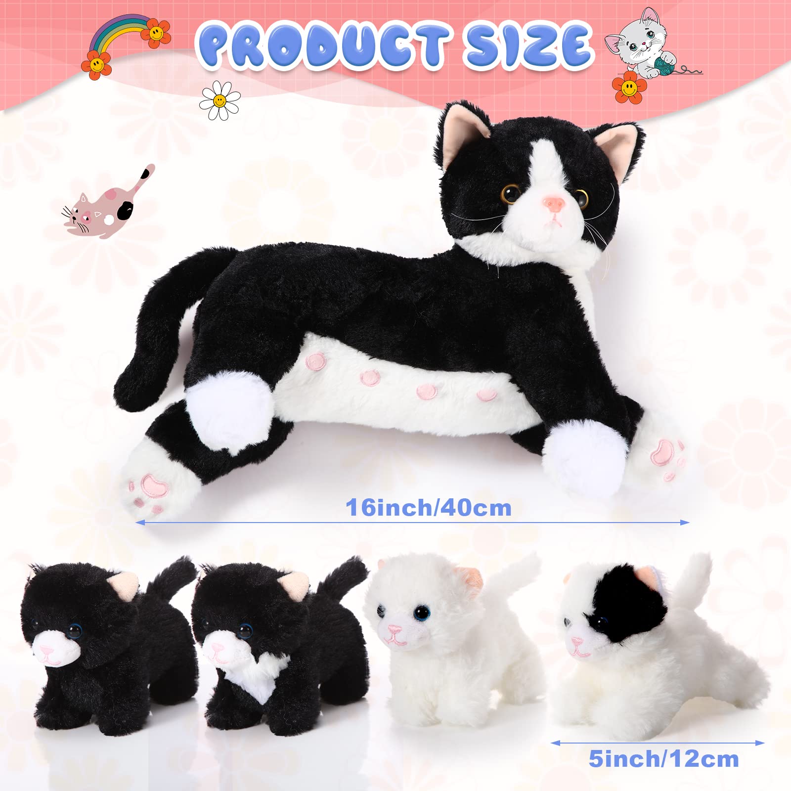 Foto 3 pulgar | Peluche Skylety, Gato Cariñoso Con 4 Gatitos De Peluche De 40 Cm - Venta Internacional.