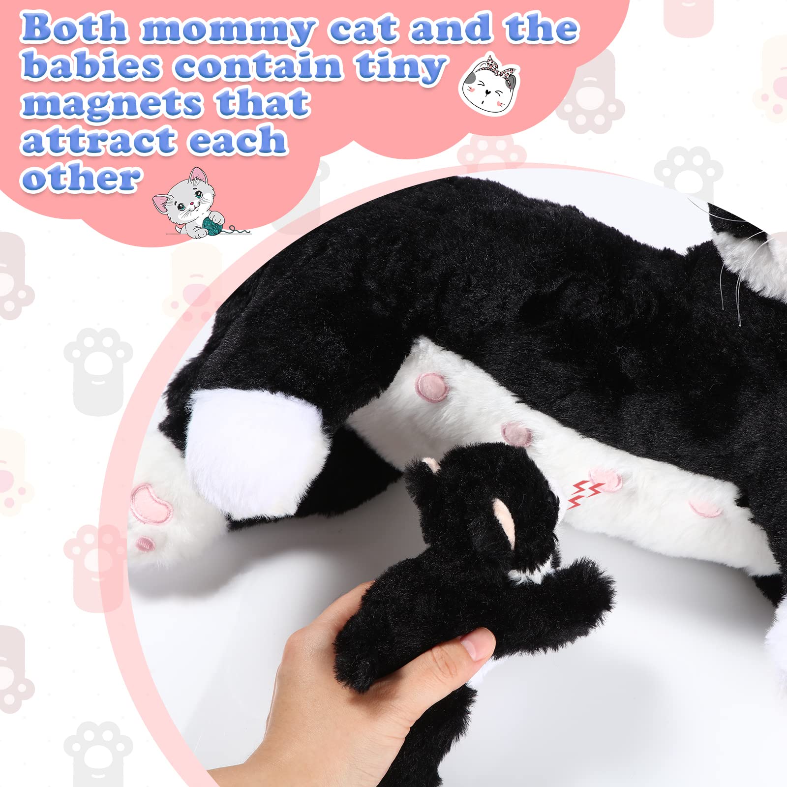 Foto 5 pulgar | Peluche Skylety, Gato Cariñoso Con 4 Gatitos De Peluche De 40 Cm - Venta Internacional.