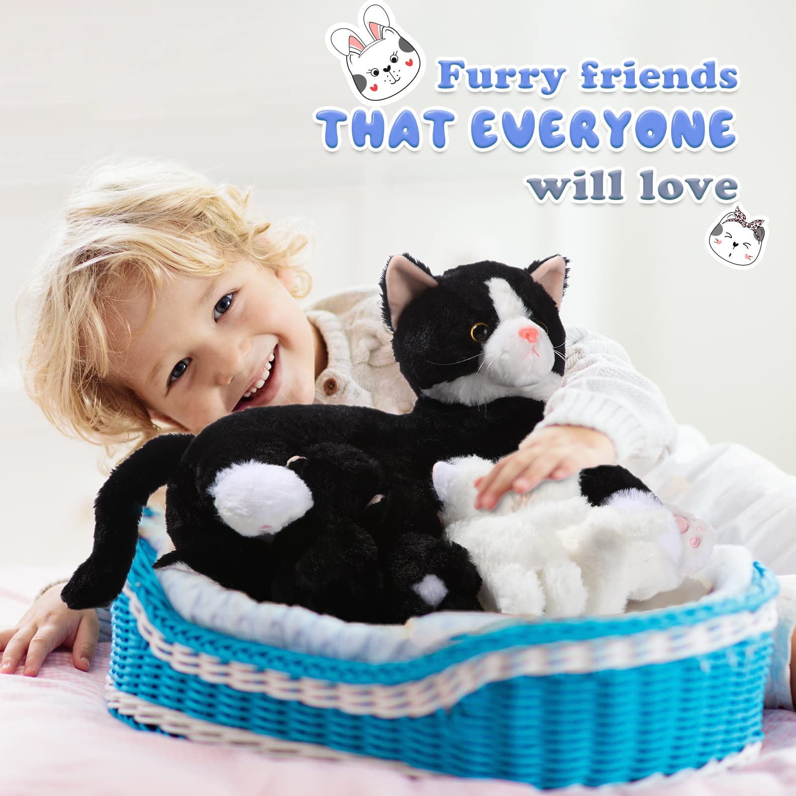 Foto 7 pulgar | Peluche Skylety, Gato Cariñoso Con 4 Gatitos De Peluche De 40 Cm - Venta Internacional.