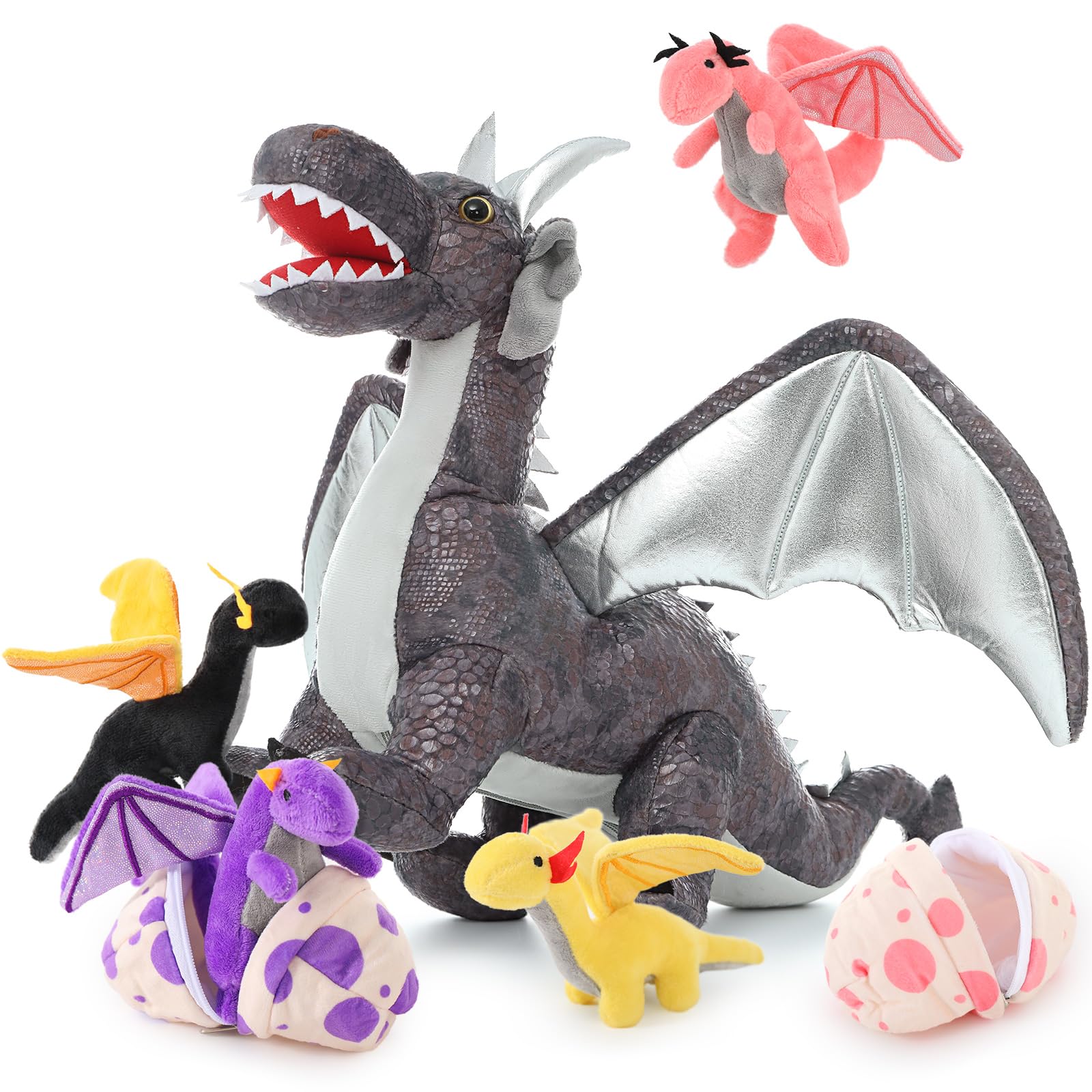 Peluche De Peluche Con Forma De Dragón Maogolan Con Bebés De 55 Cm - Venta Internacional.