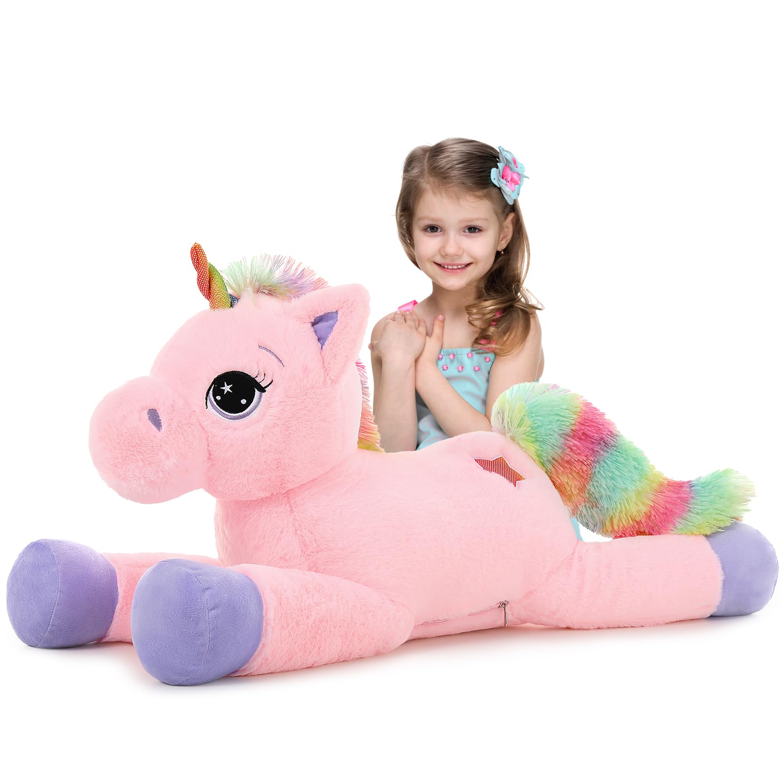 Peluche De Peluche Con Forma De Unicornio Gigante De Tezituor, 80 Cm, Rosa, Para Niños - Venta Internacional.