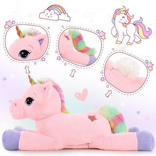 Foto 3 | Peluche De Peluche Con Forma De Unicornio Gigante De Tezituor, 80 Cm, Rosa, Para Niños - Venta Internacional.