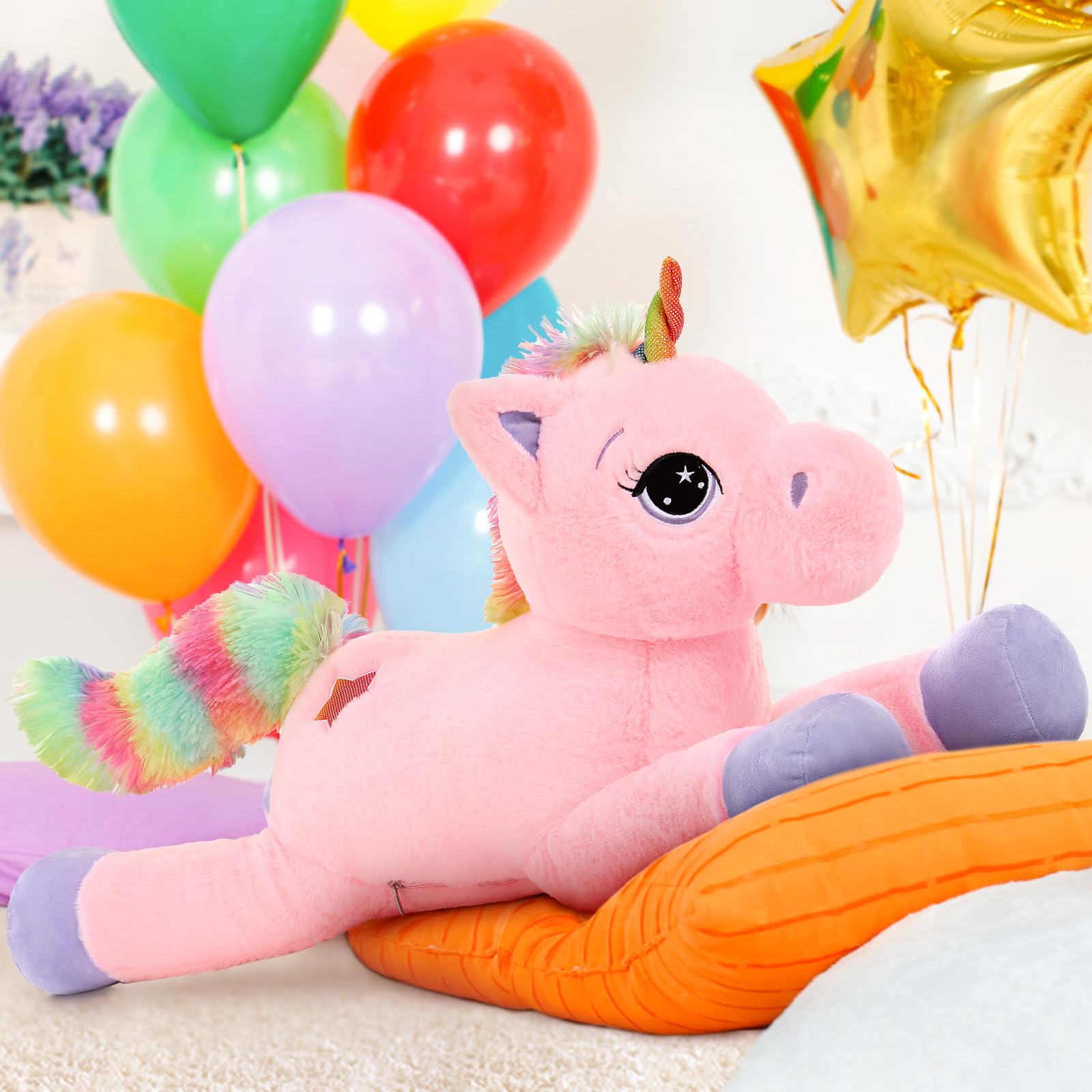 Foto 5 pulgar | Peluche De Peluche Con Forma De Unicornio Gigante De Tezituor, 80 Cm, Rosa, Para Niños - Venta Internacional.