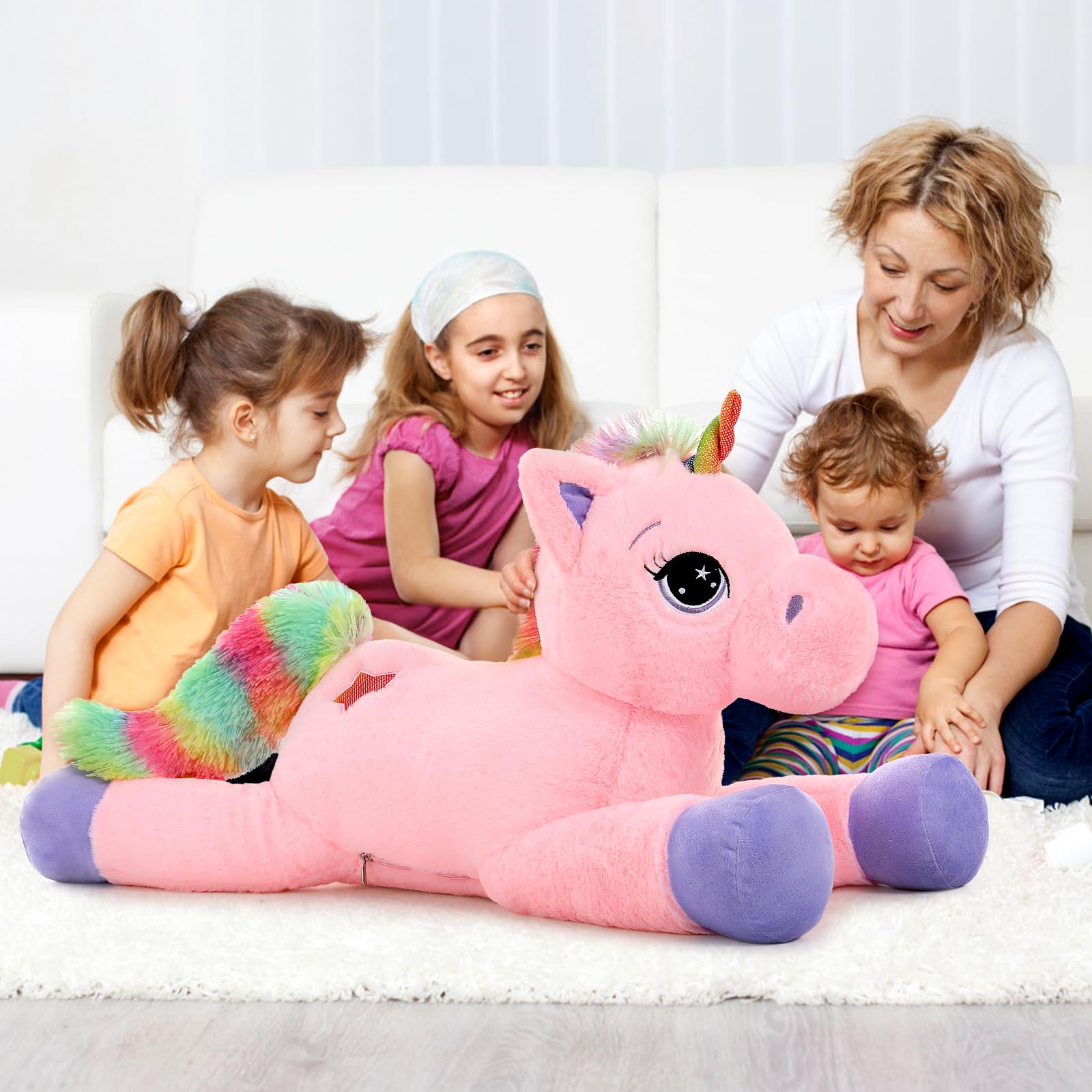 Foto 8 pulgar | Peluche De Peluche Con Forma De Unicornio Gigante De Tezituor, 80 Cm, Rosa, Para Niños - Venta Internacional.