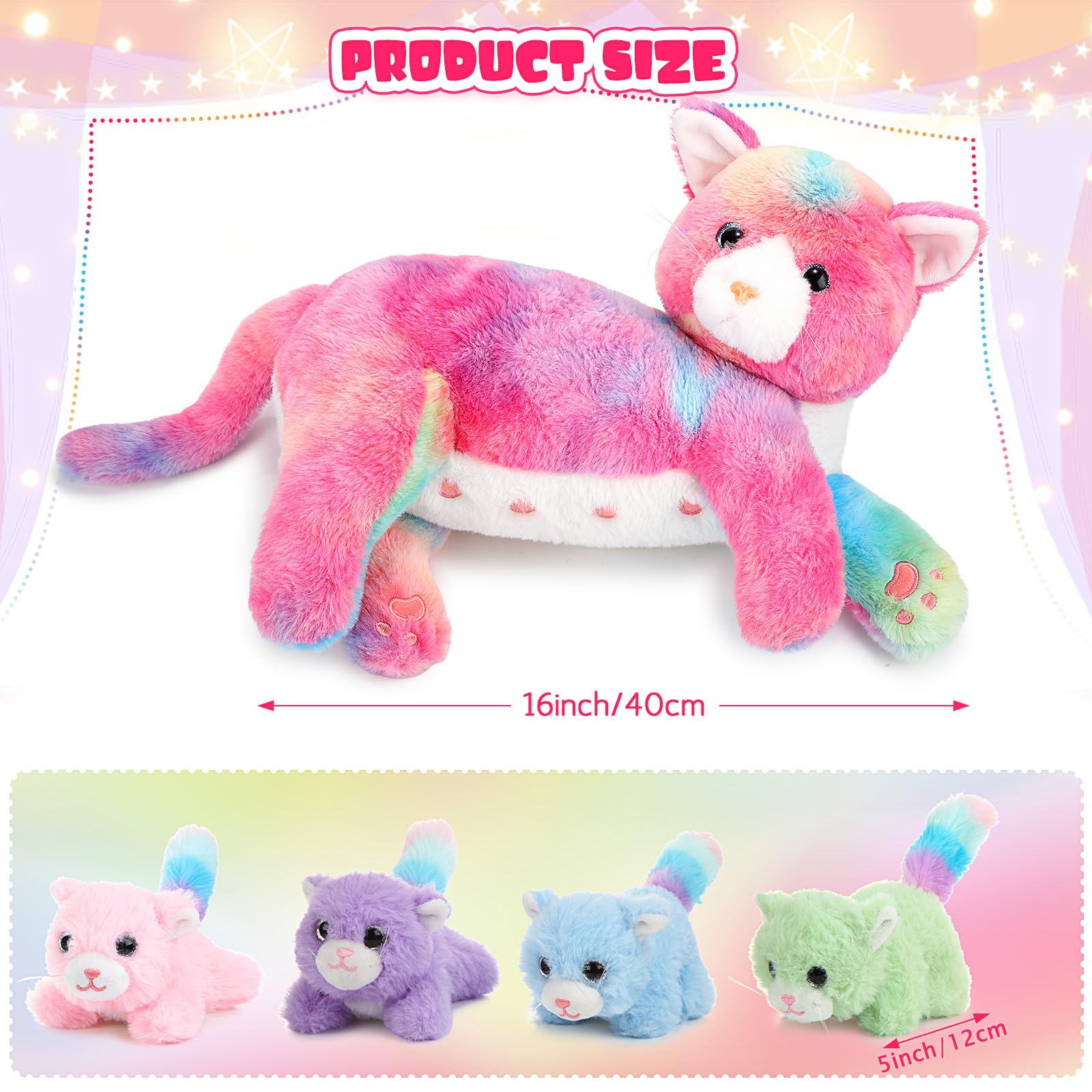 Foto 3 pulgar | Peluche Skylety, Gato Cariñoso Con 4 Gatitos De Peluche De 40 Cm - Venta Internacional.