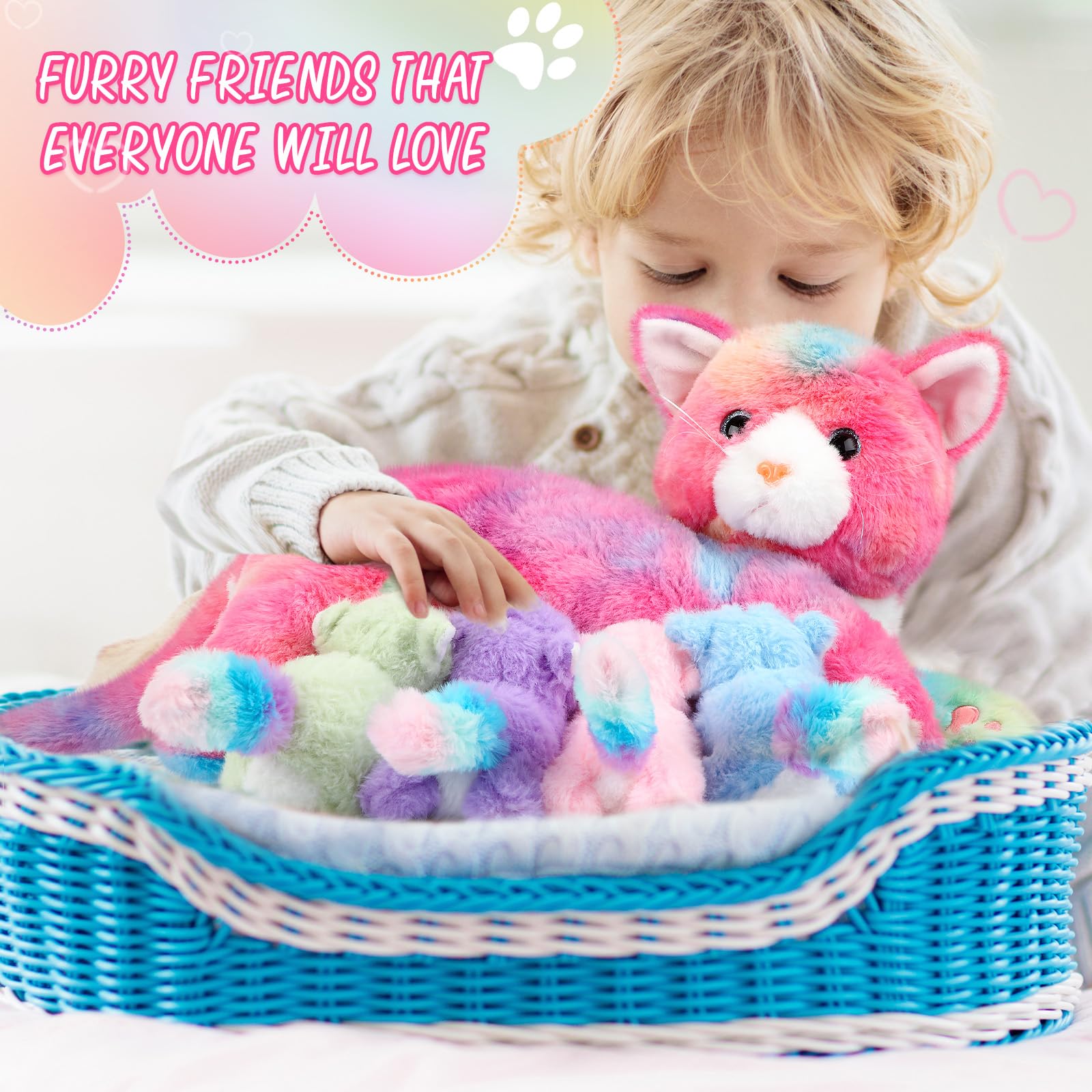 Foto 7 pulgar | Peluche Skylety, Gato Cariñoso Con 4 Gatitos De Peluche De 40 Cm - Venta Internacional.