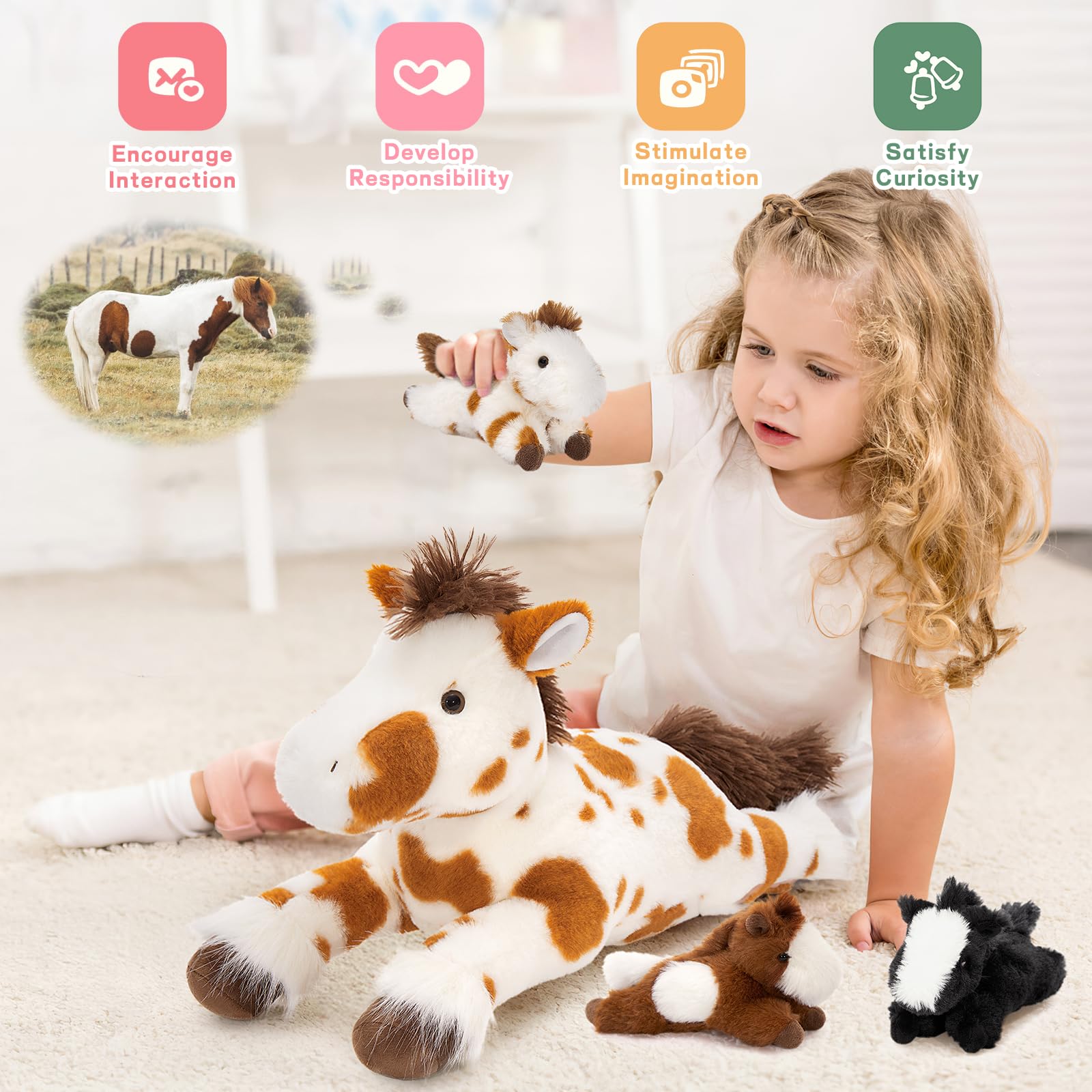 Foto 3 pulgar | Set De Peluche Con Forma De Caballo Mao Golan Con Bebés, 54 Cm - Venta Internacional.