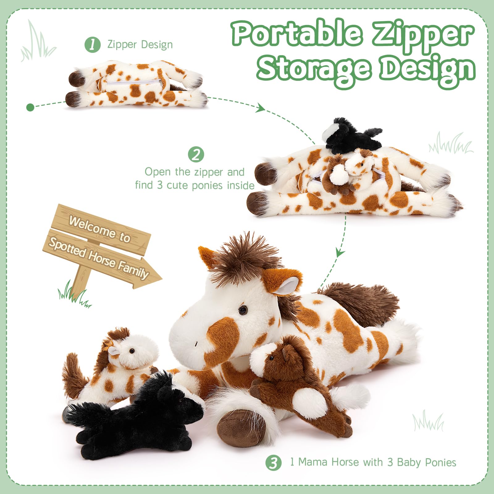 Foto 4 pulgar | Set De Peluche Con Forma De Caballo Mao Golan Con Bebés, 54 Cm - Venta Internacional.