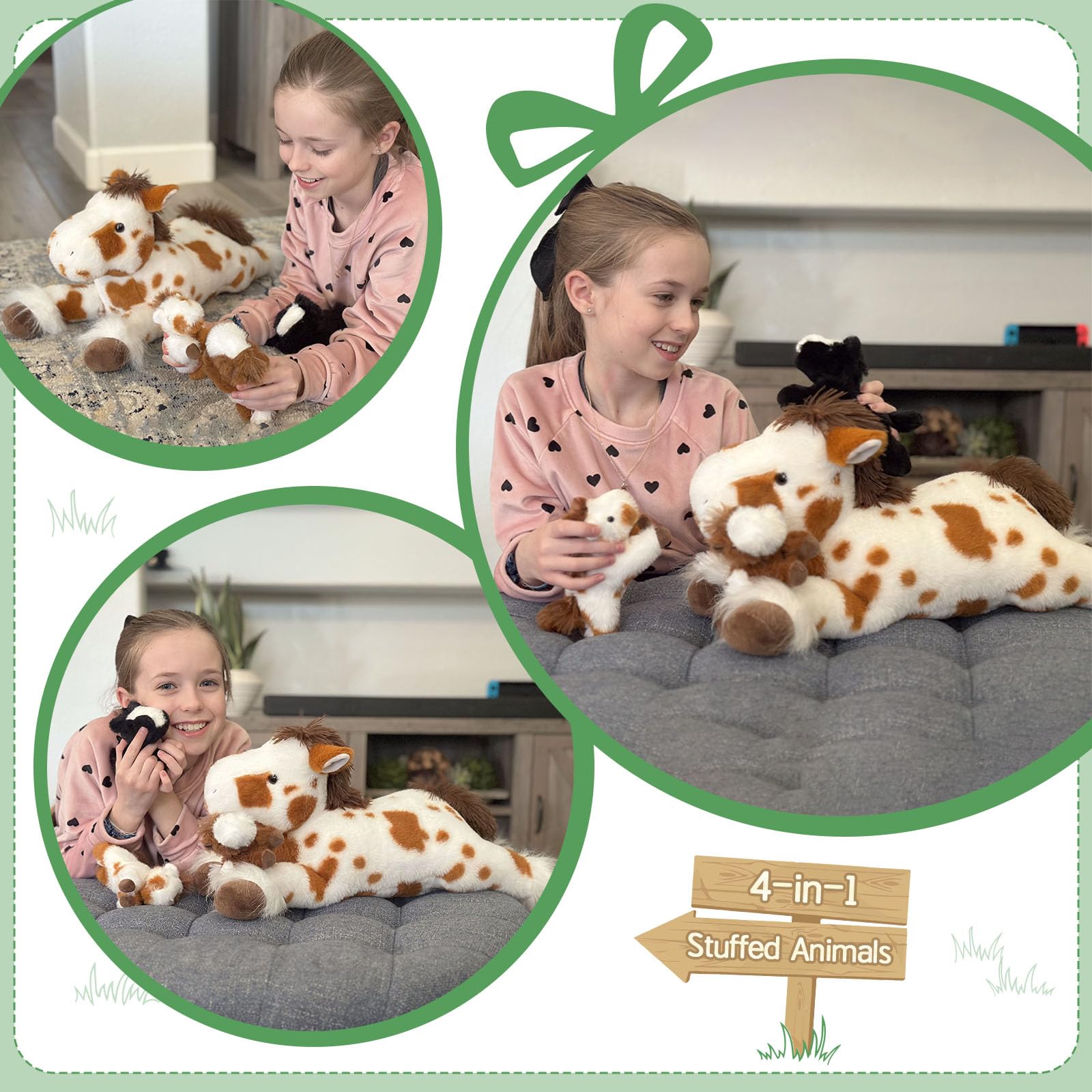 Foto 5 pulgar | Set De Peluche Con Forma De Caballo Mao Golan Con Bebés, 54 Cm - Venta Internacional.