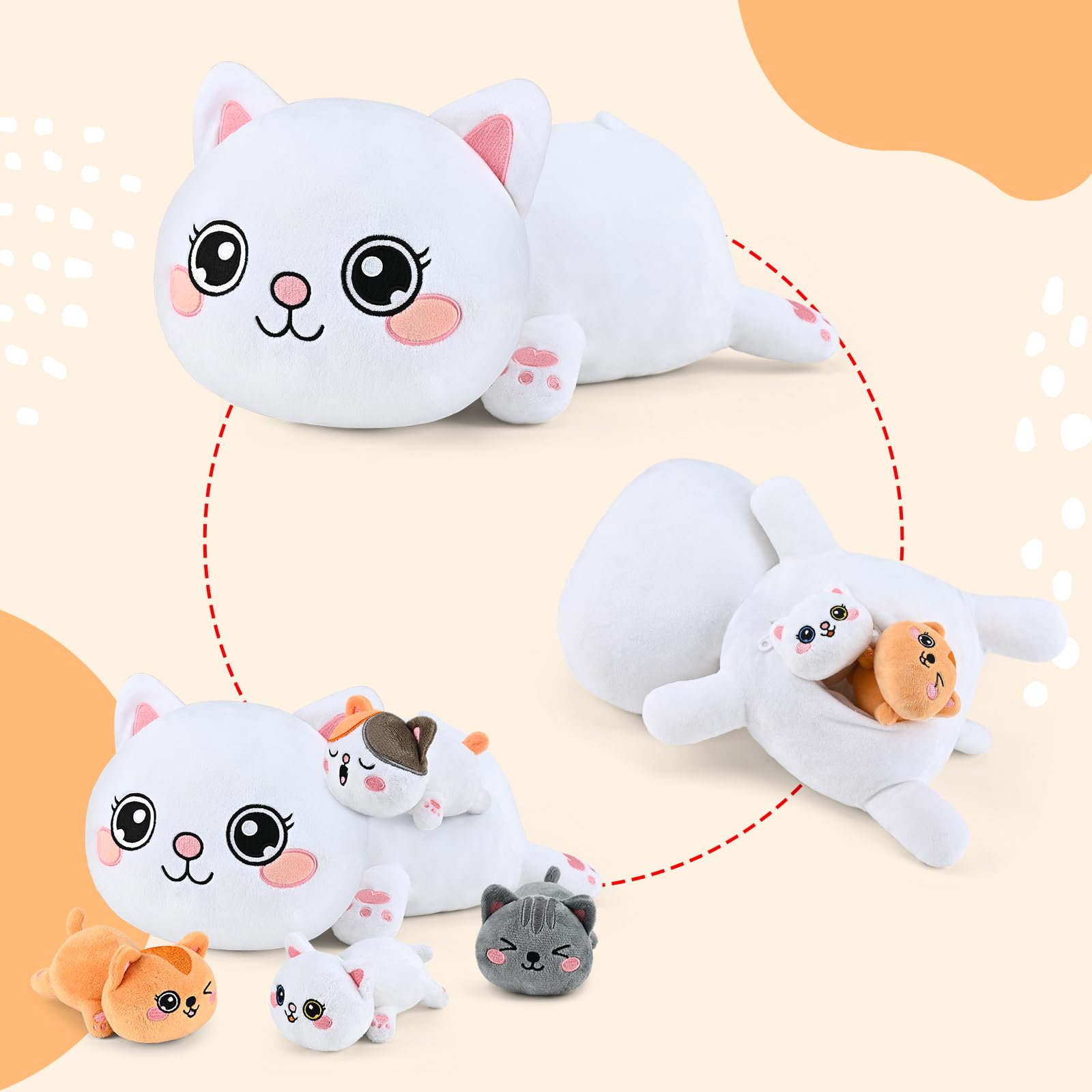 Foto 3 pulgar | Juguetes De Peluche Kmuysl Mami Cat Con 4 Bebés Y Gatitos - Venta Internacional.