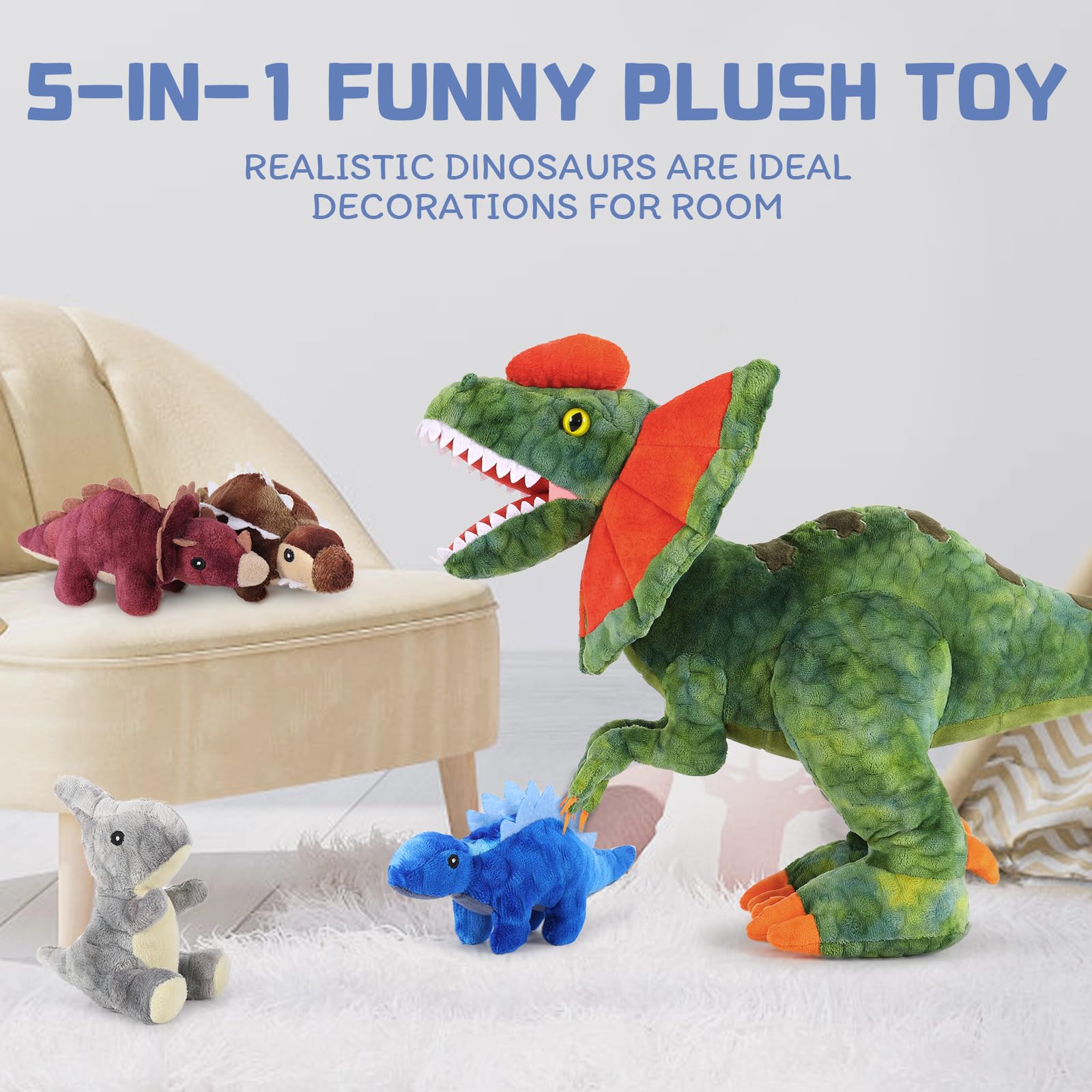 Foto 7 pulgar | Peluche De Peluche Morismos Con Dinosaurio Para Bebés De 45 Cm - Venta Internacional.