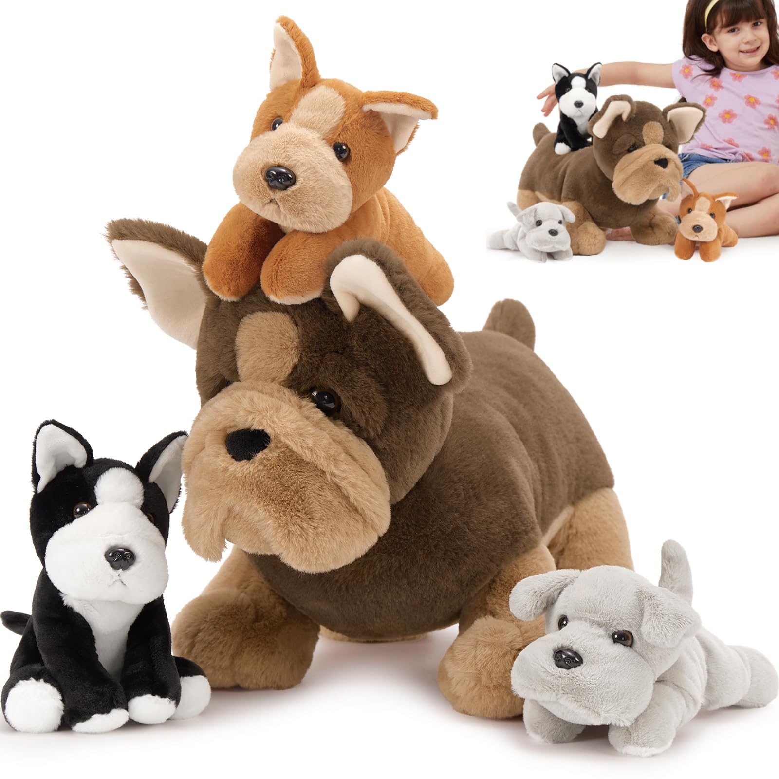 Foto 2 pulgar | Animal De Peluche Morismos French Dog Con Bebés De 45 Cm - Venta Internacional.