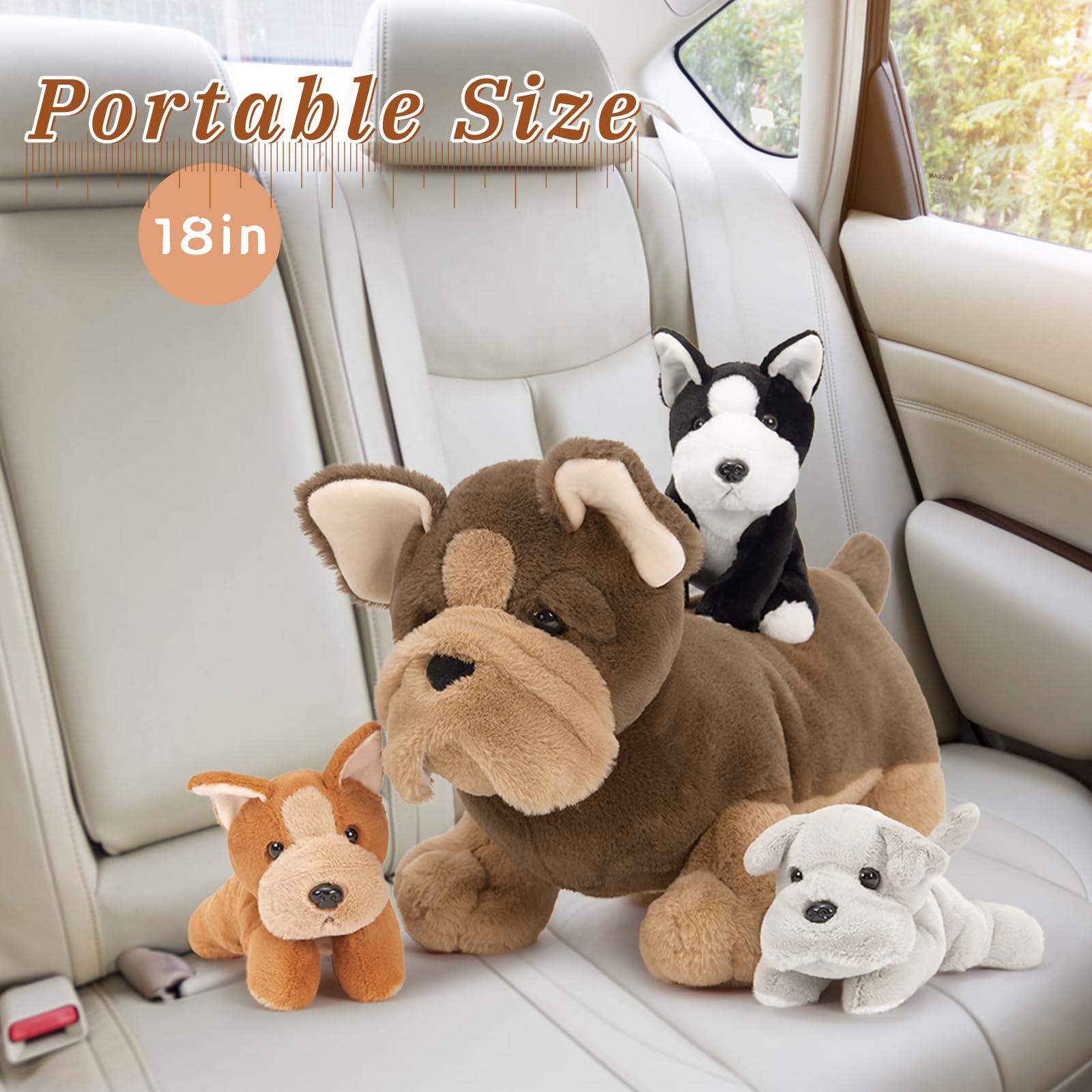 Foto 6 pulgar | Animal De Peluche Morismos French Dog Con Bebés De 45 Cm - Venta Internacional.