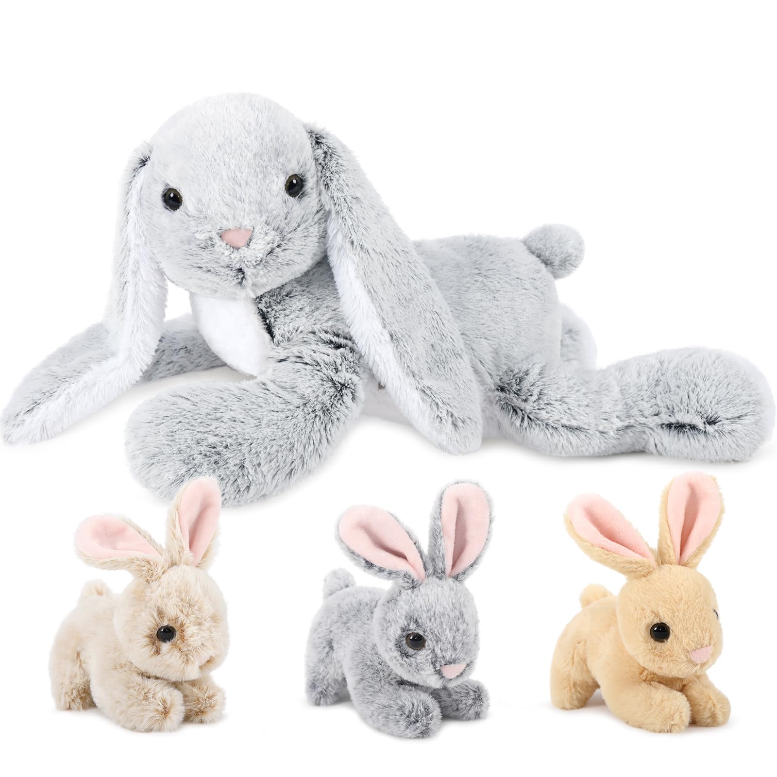 Conejo De Pascua Maogolan De Peluche Con 3 Bebés, 60 Cm - Venta Internacional.