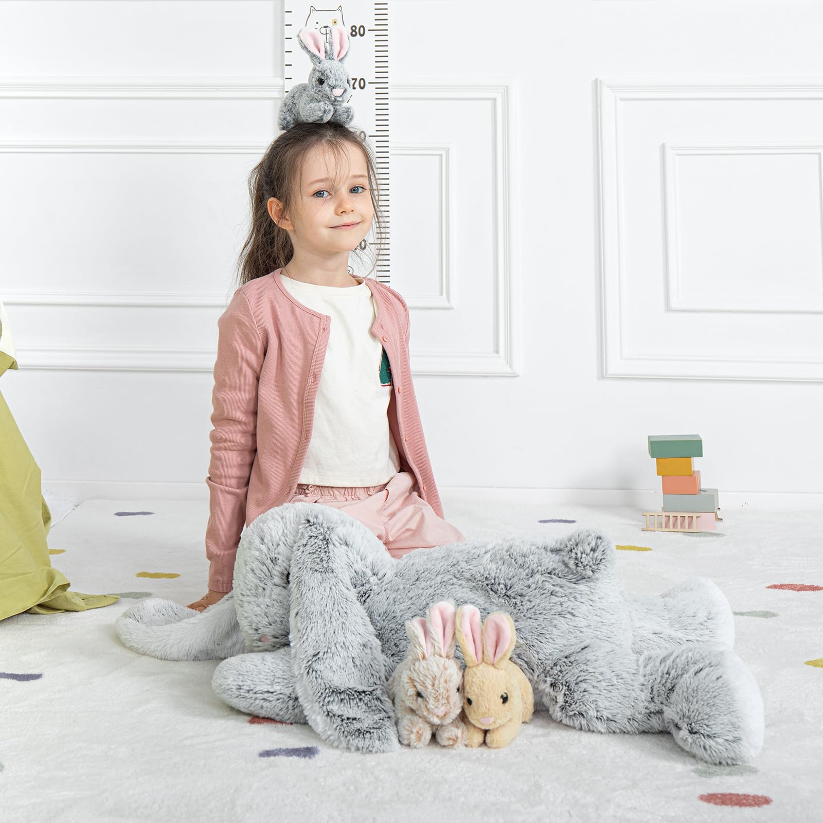 Foto 3 | Conejo De Pascua Maogolan De Peluche Con 3 Bebés, 60 Cm - Venta Internacional.