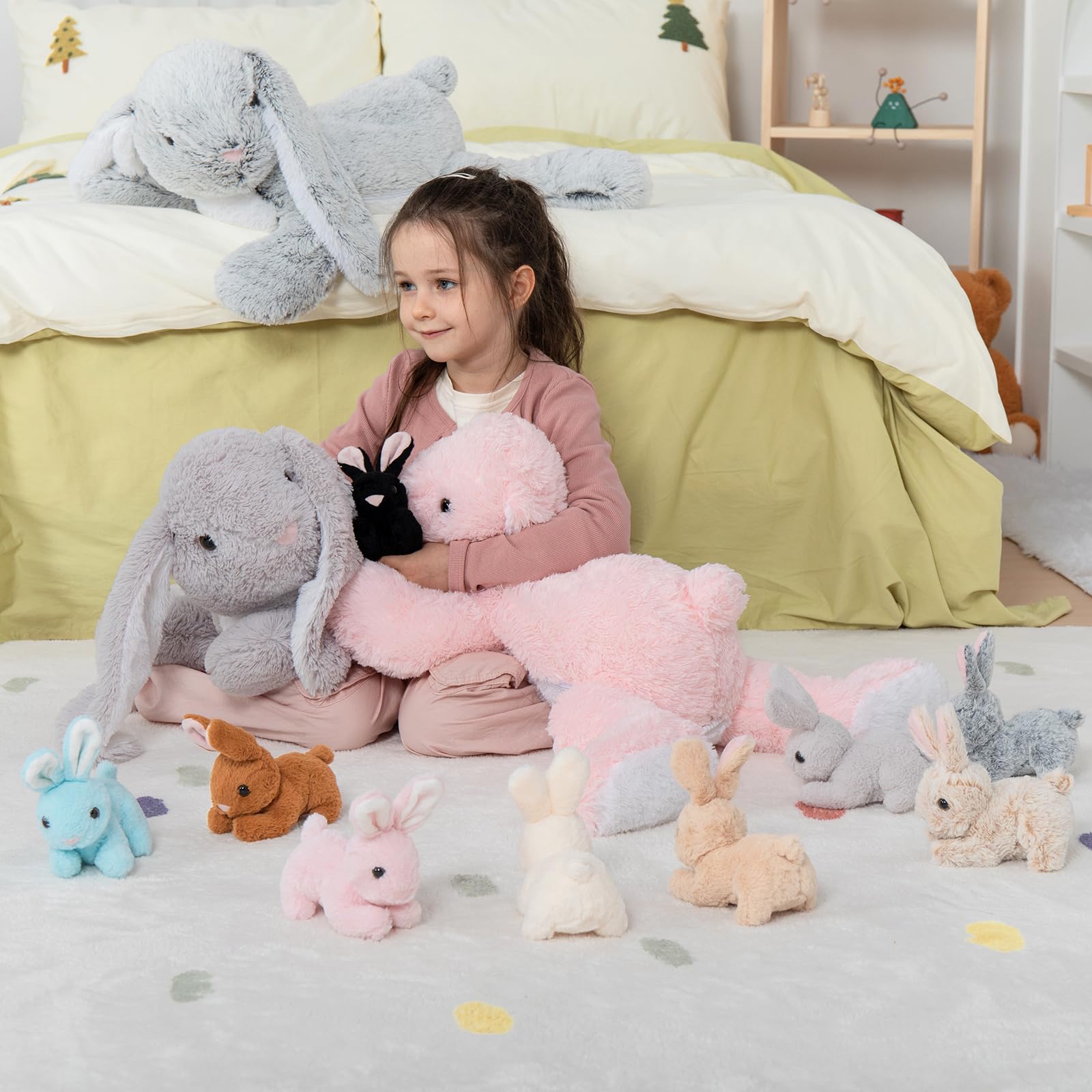 Foto 7 pulgar | Conejo De Pascua Maogolan De Peluche Con 3 Bebés, 60 Cm - Venta Internacional.