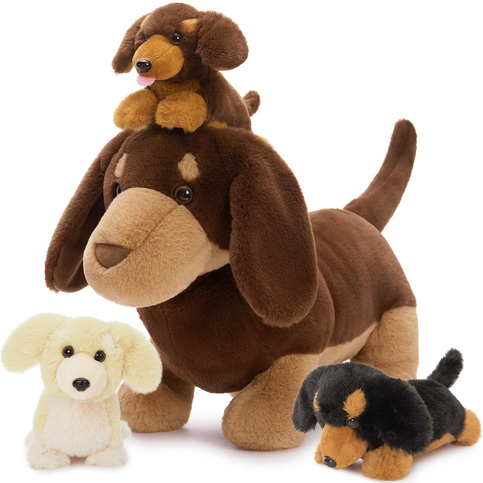 Foto 2 pulgar | Peluche Tezituor Dachshund Con 3 Bebés De 45 Cm - Venta Internacional.