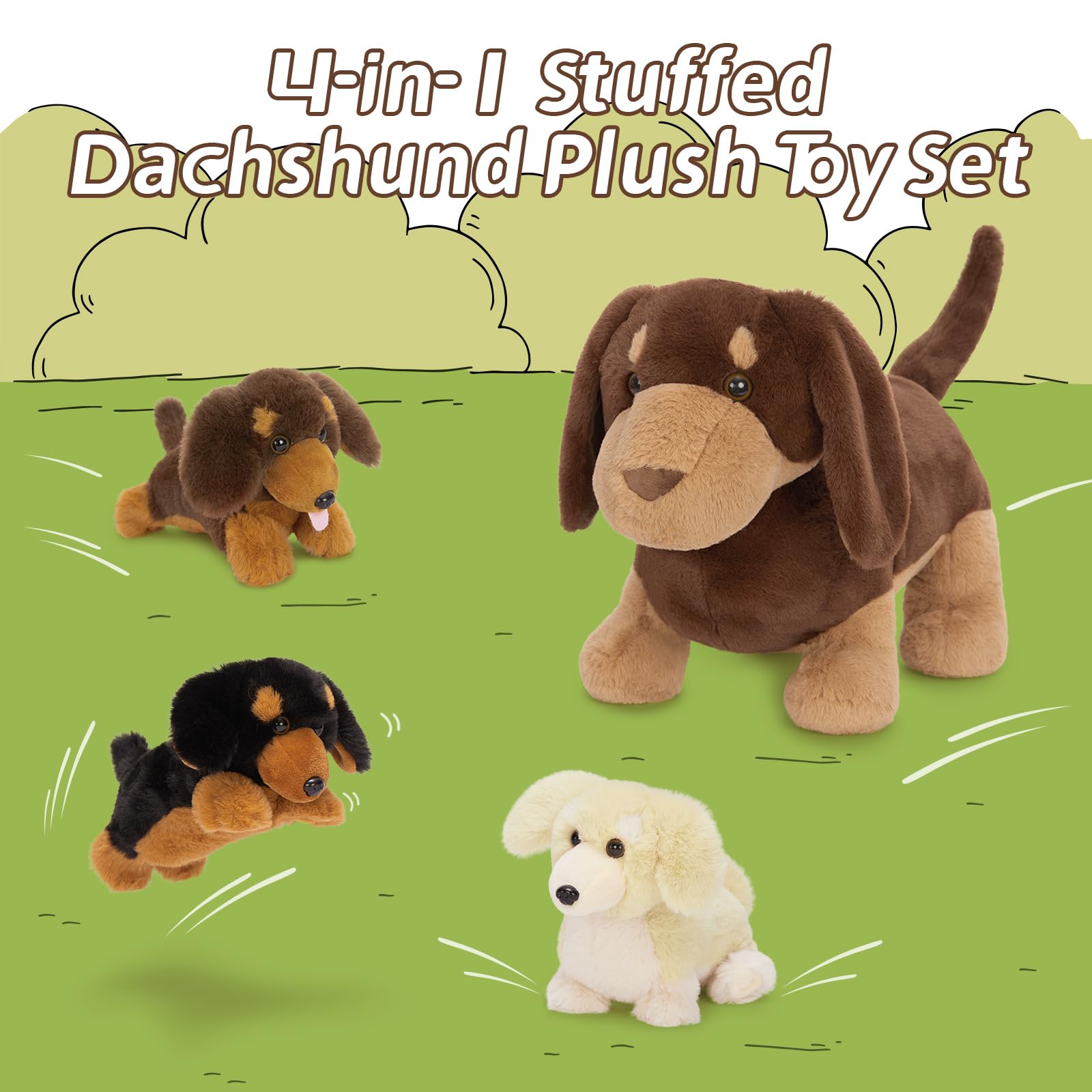 Foto 3 pulgar | Peluche Tezituor Dachshund Con 3 Bebés De 45 Cm - Venta Internacional.